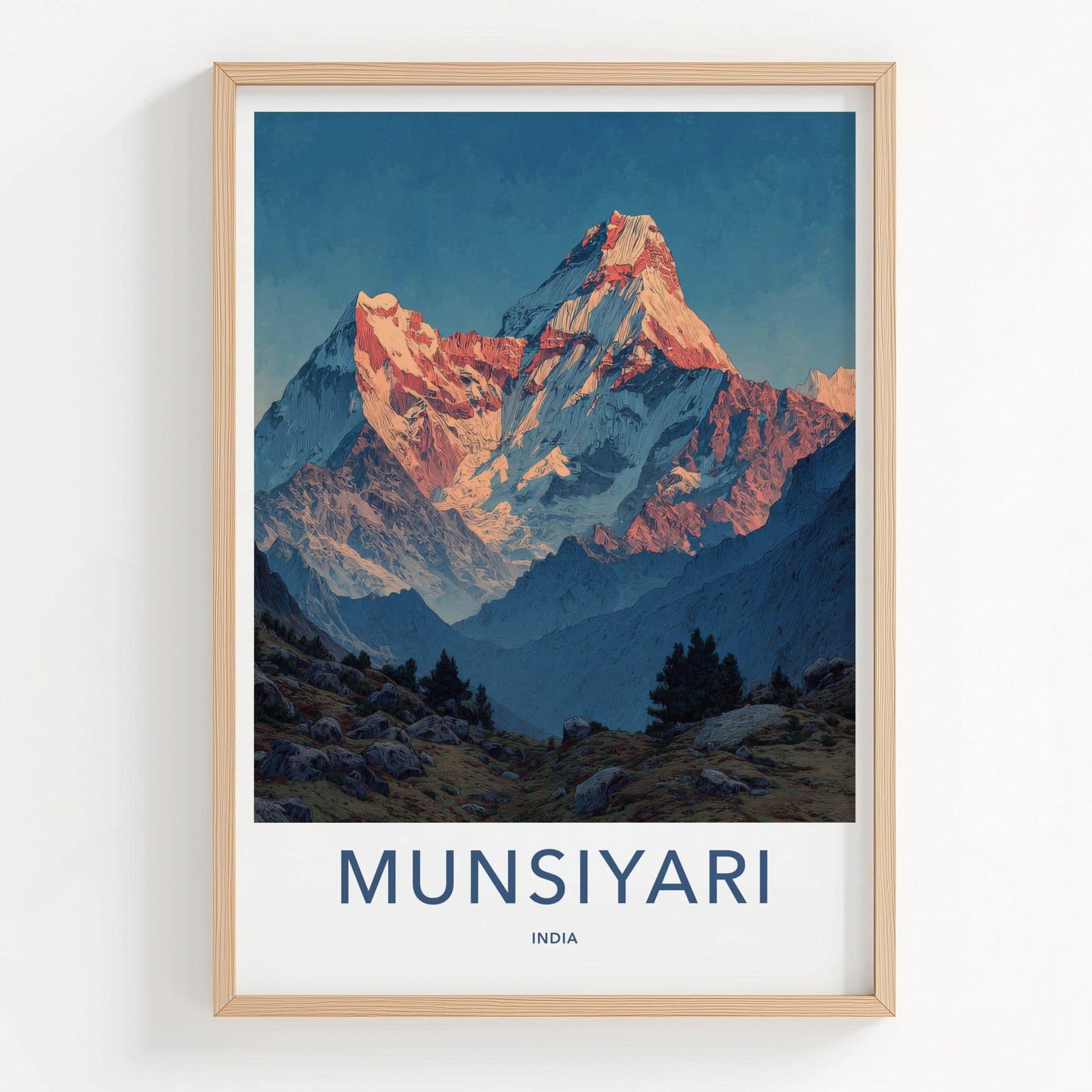Munsiyari Poster - India Art Print - Uttarakhand Sunrise Mountain Peaks Home Art