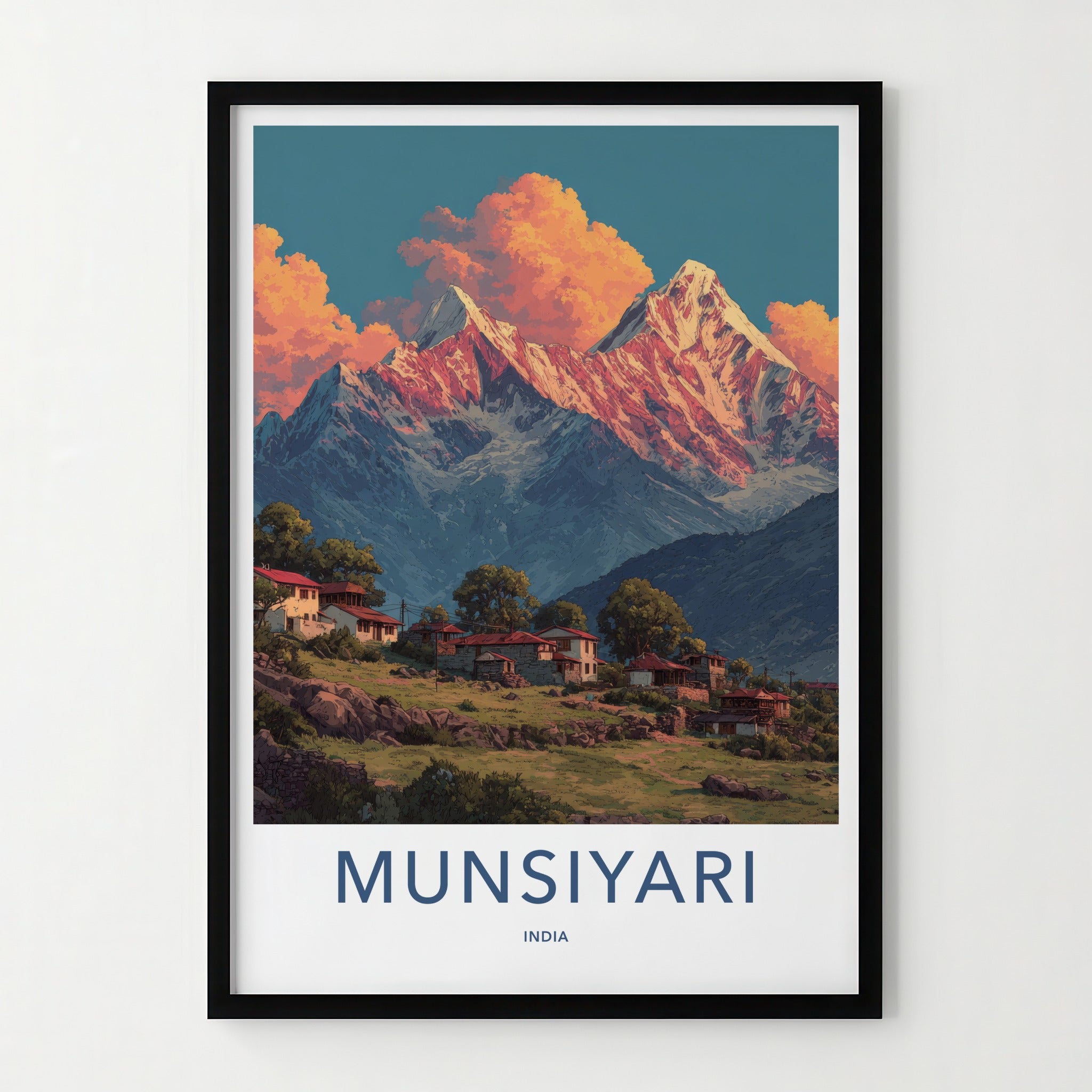 Munsiyari Poster India Kumaon Valley Houses Wall Decor