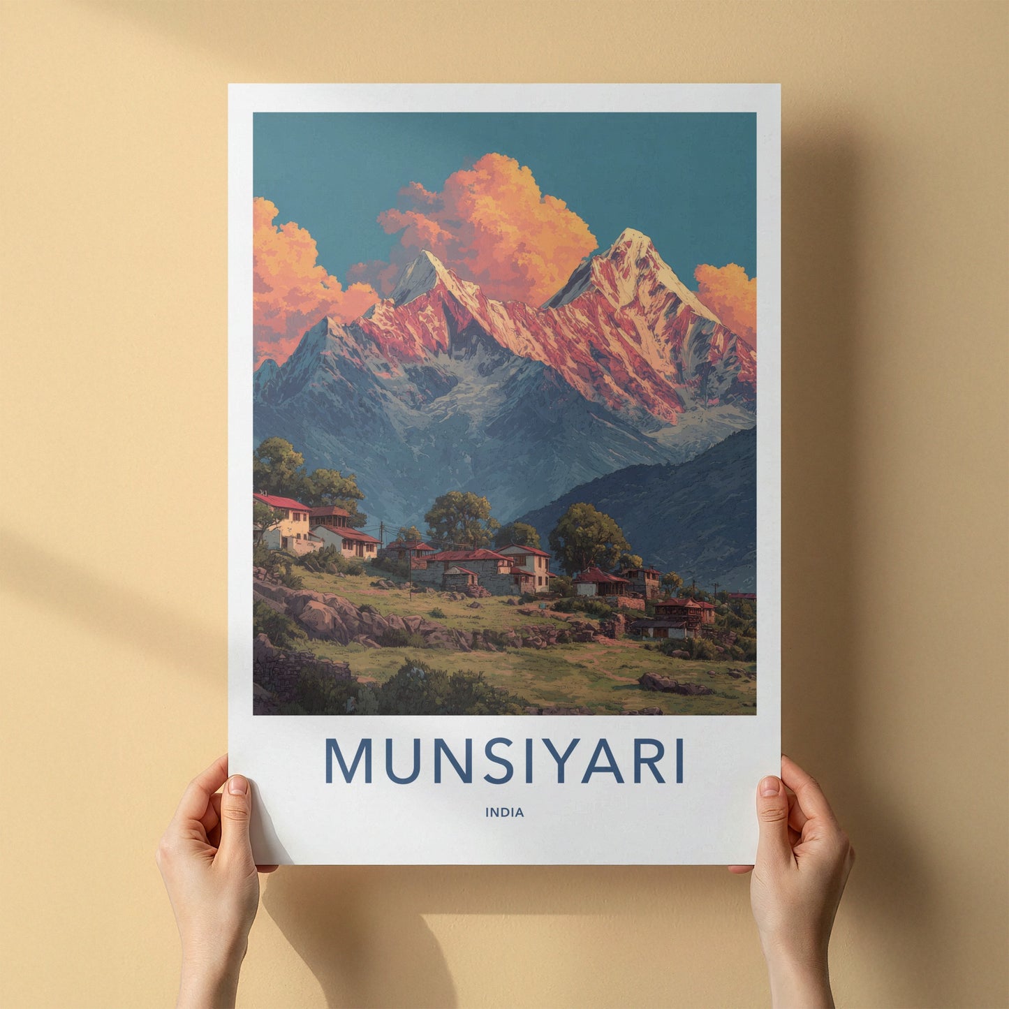 Munsiyari Poster India Kumaon Valley Houses Wall Decor