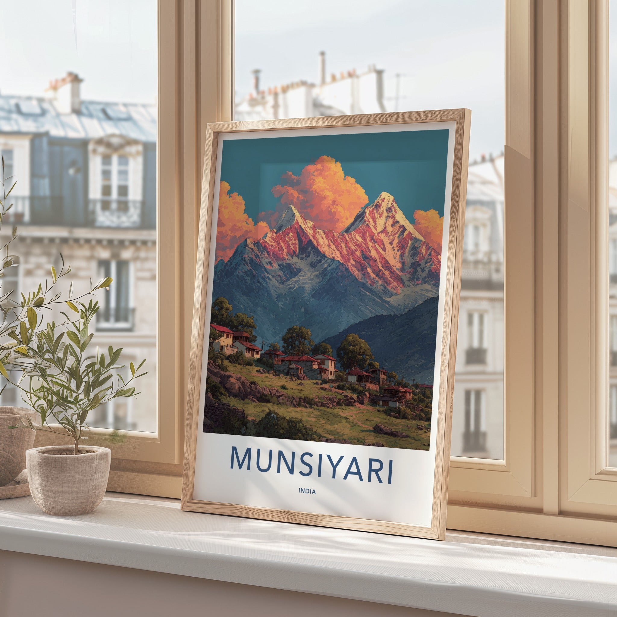 Munsiyari Poster India Kumaon Valley Houses Wall Decor