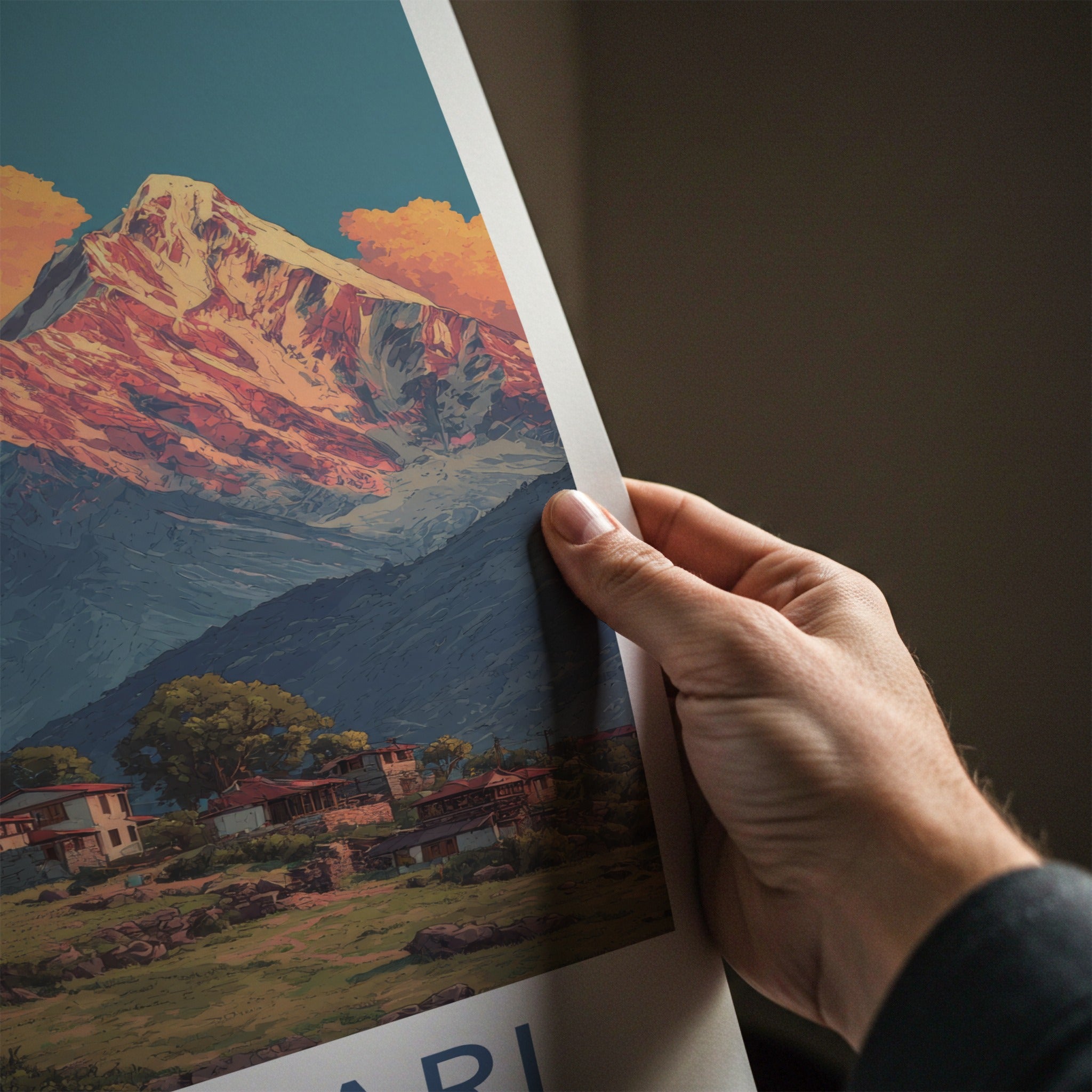 Munsiyari Poster India Kumaon Valley Houses Wall Decor
