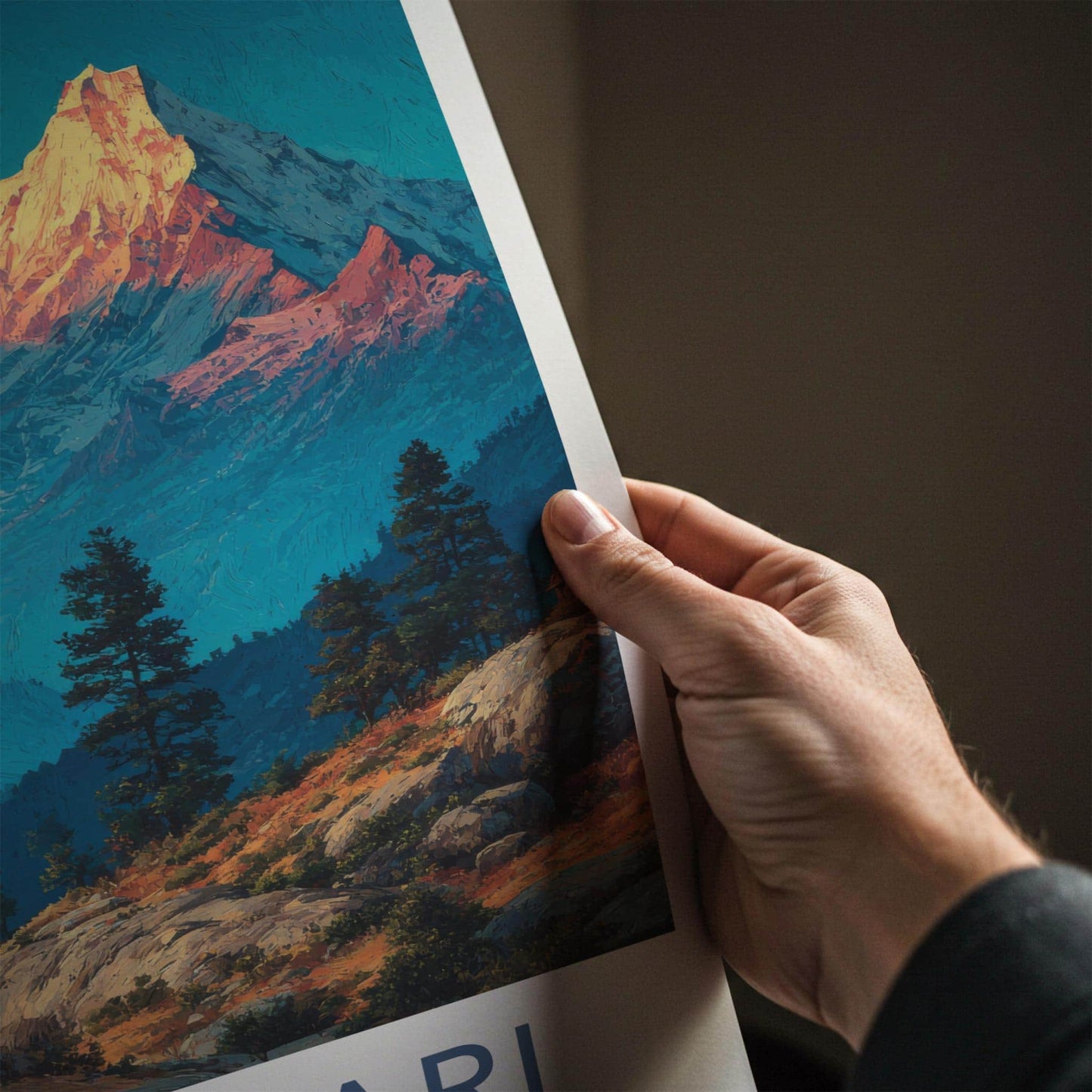 Munsiyari Poster - India Travel Art - Uttarakhand Golden Mountain Peaks Home Decor