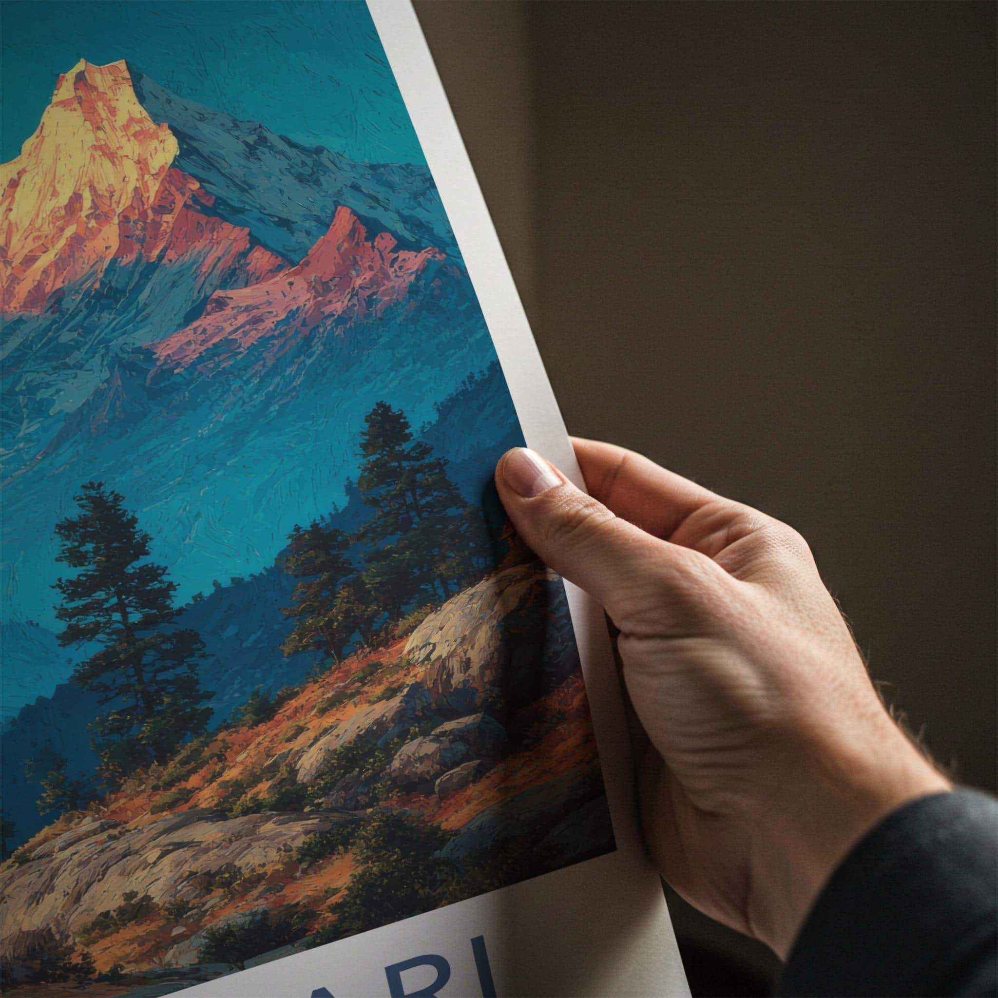 Munsiyari Poster - India Travel Art - Uttarakhand Golden Mountain Peaks Home Decor