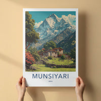 Munsiyari Poster - India Travel Art - Uttarakhand Stone Houses Home Decor