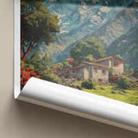 Munsiyari Poster - India Travel Art - Uttarakhand Stone Houses Home Decor
