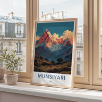 Munsiyari Poster - India Wall Art - Uttarakhand Himalayan Village Peaks Gift