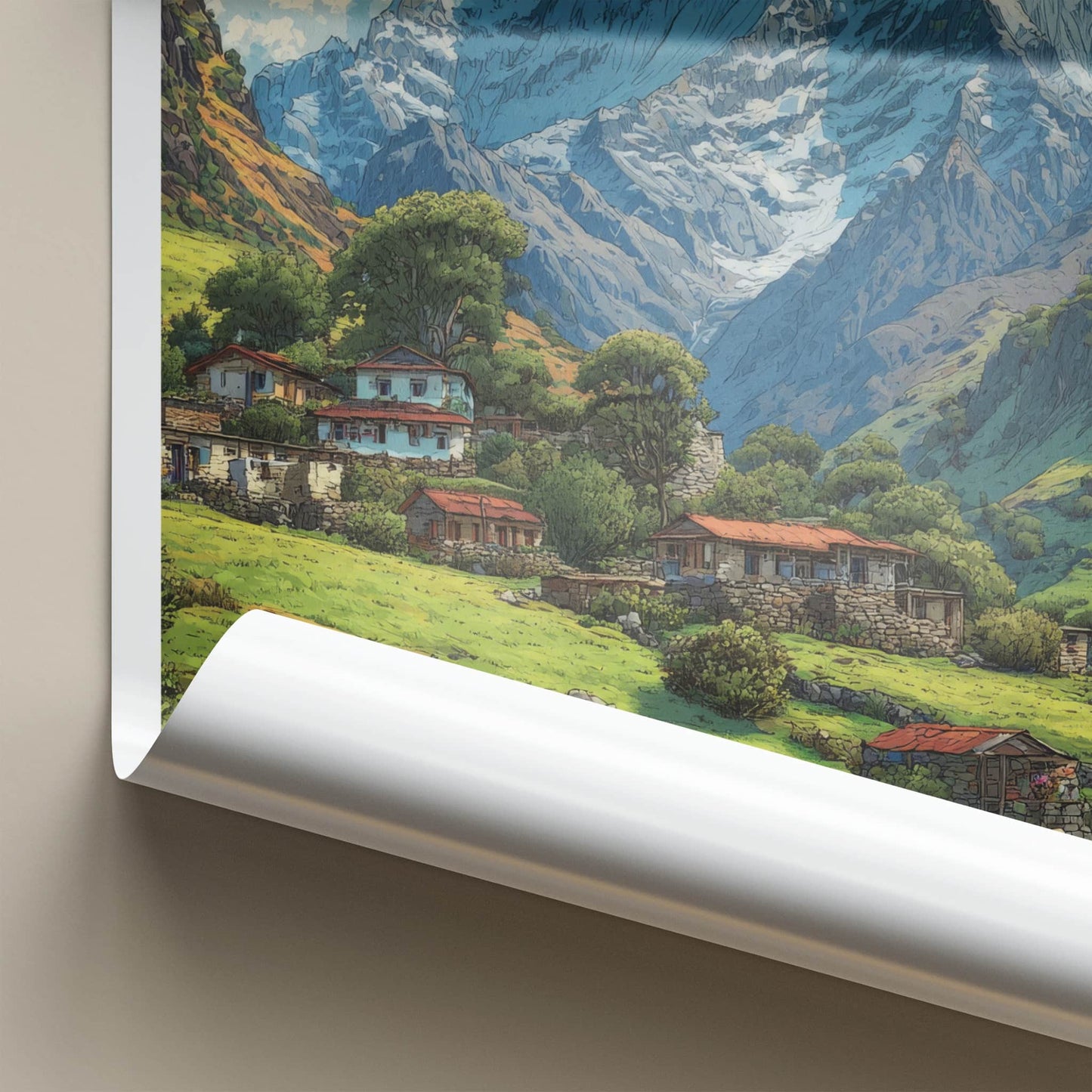 Munsiyari Poster - Uttarakhand Snowcapped Mountain Village Travel Art Wall Decor