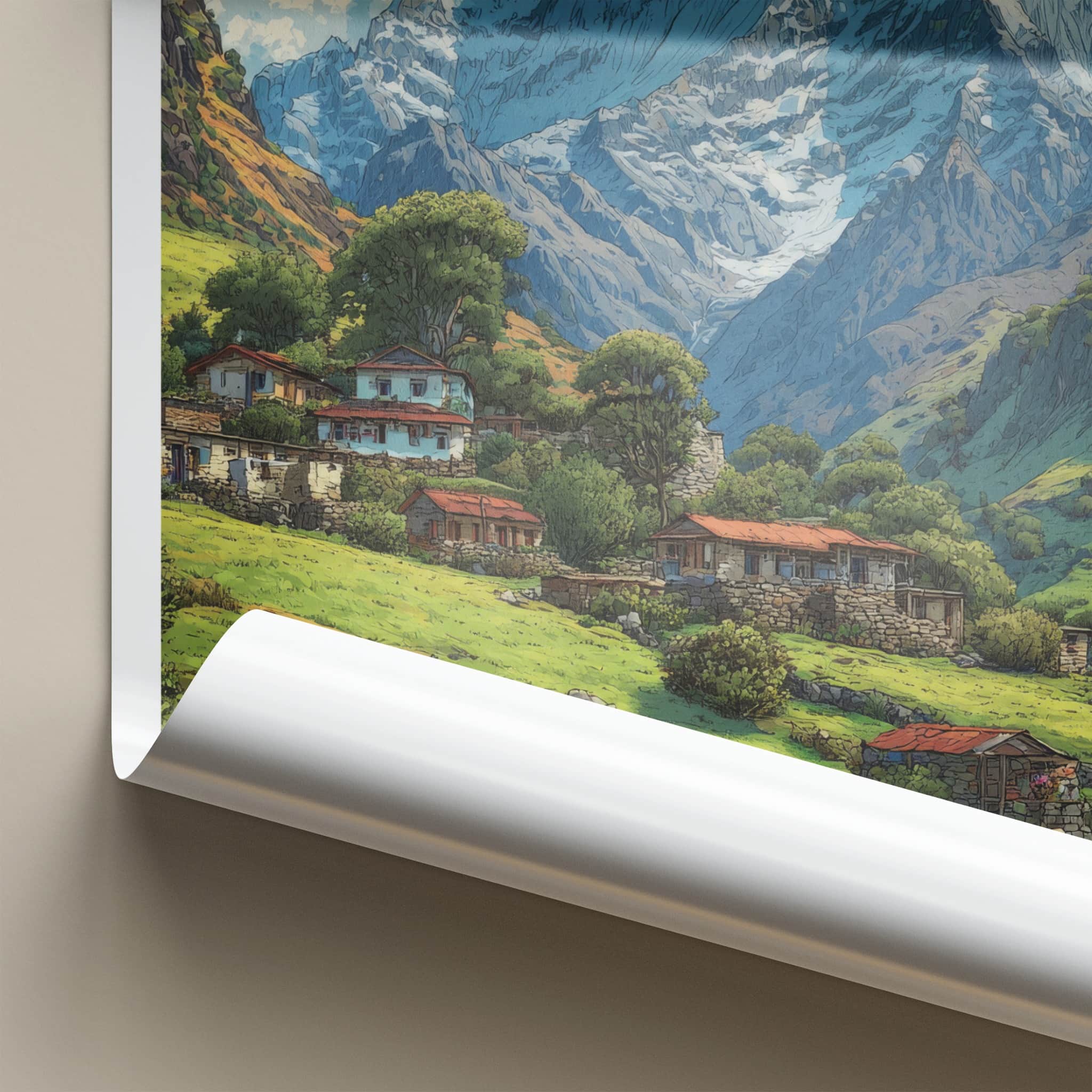 Munsiyari Poster - Uttarakhand Snowcapped Mountain Village Travel Art Wall Decor