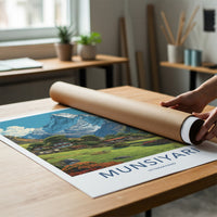 Munsiyari Poster - Uttarakhand Snowcapped Mountain Village Travel Art Wall Decor