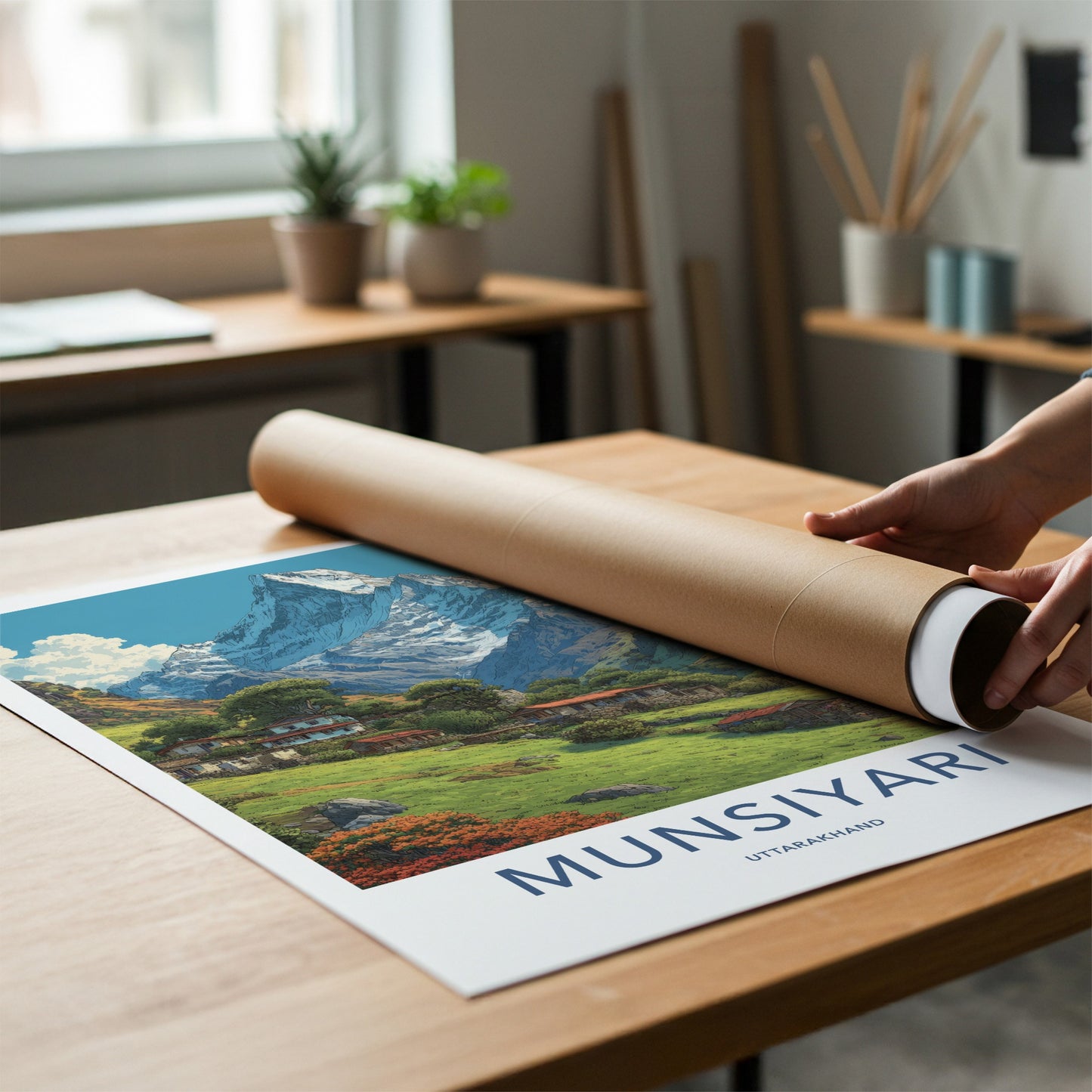 Munsiyari Poster - Uttarakhand Snowcapped Mountain Village Travel Art Wall Decor