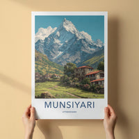 Munsiyari Poster - Uttarakhand Snowcapped Peak Adobe Houses Gallery Art