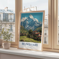 Munsiyari Poster - Uttarakhand Snowcapped Peak Adobe Houses Gallery Art