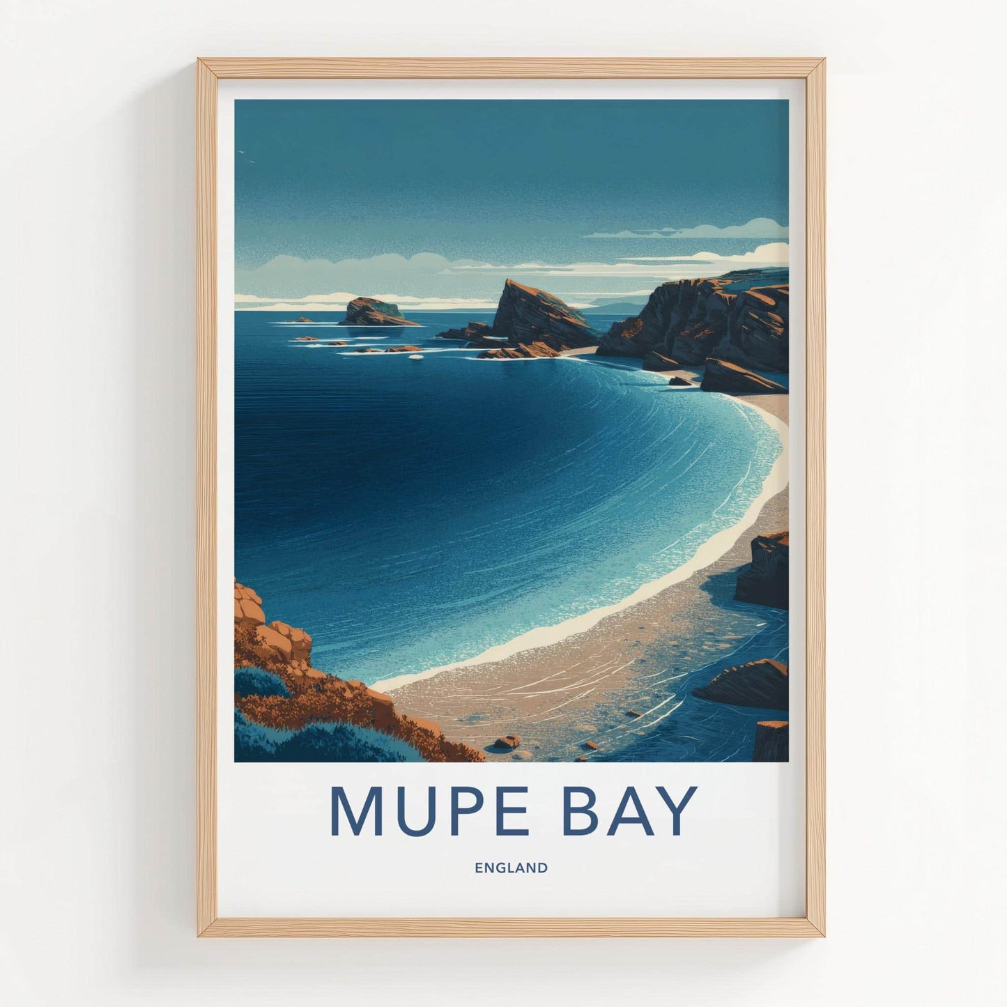 Mupe Bay Poster - England Travel Art - Rocky Coastal Bay Home Decor