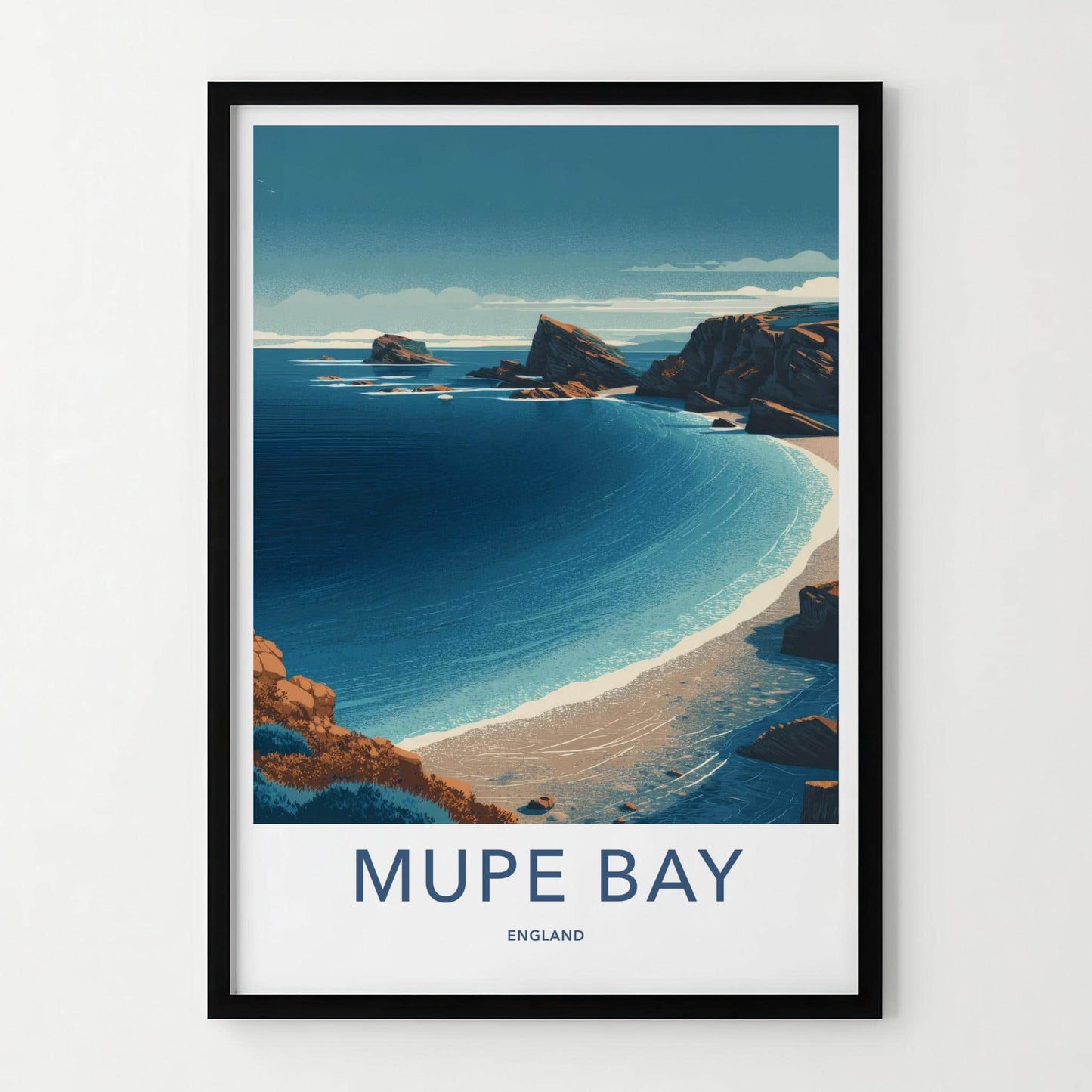 Mupe Bay Poster - England Travel Art - Rocky Coastal Bay Home Decor