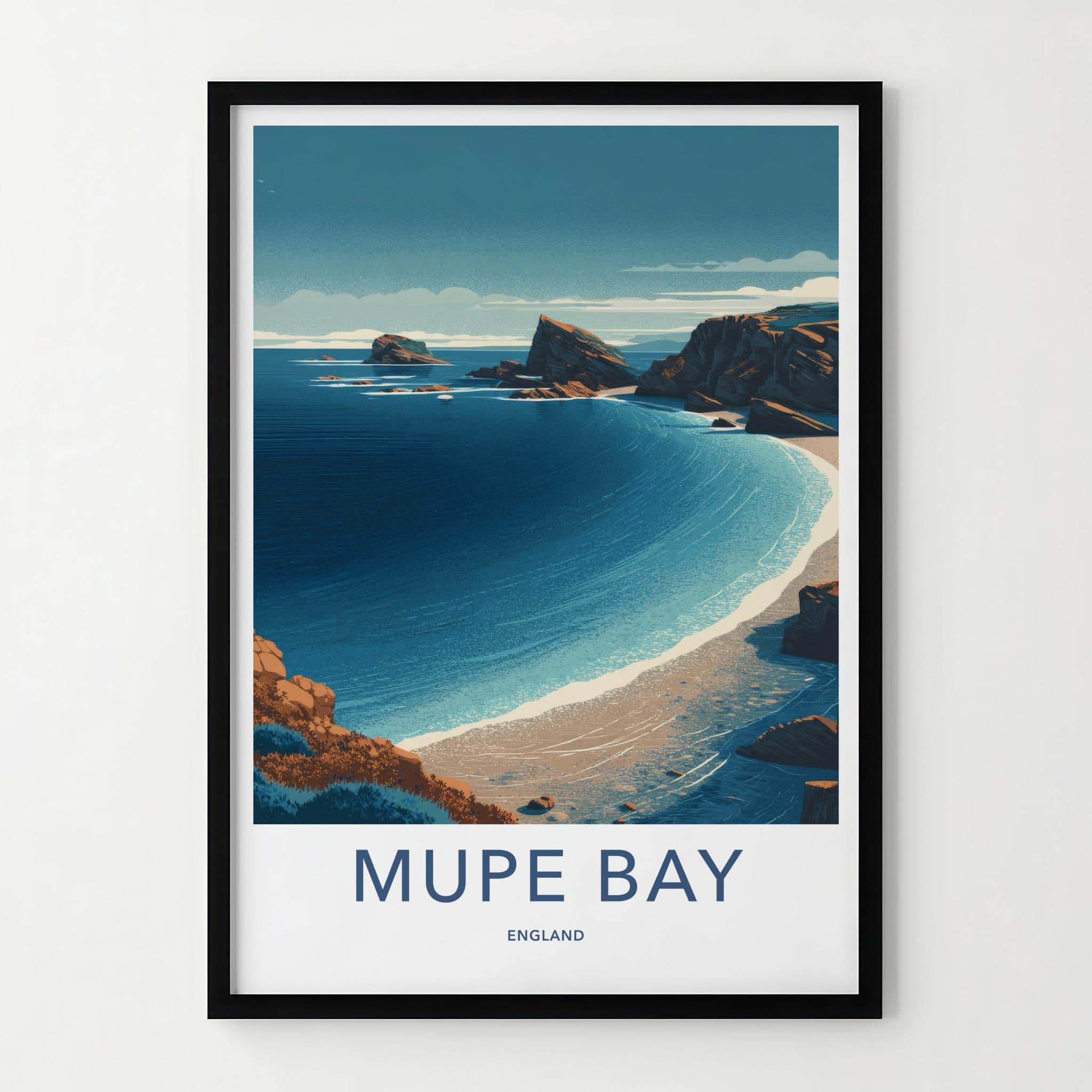 Mupe Bay Poster - England Travel Art - Rocky Coastal Bay Home Decor