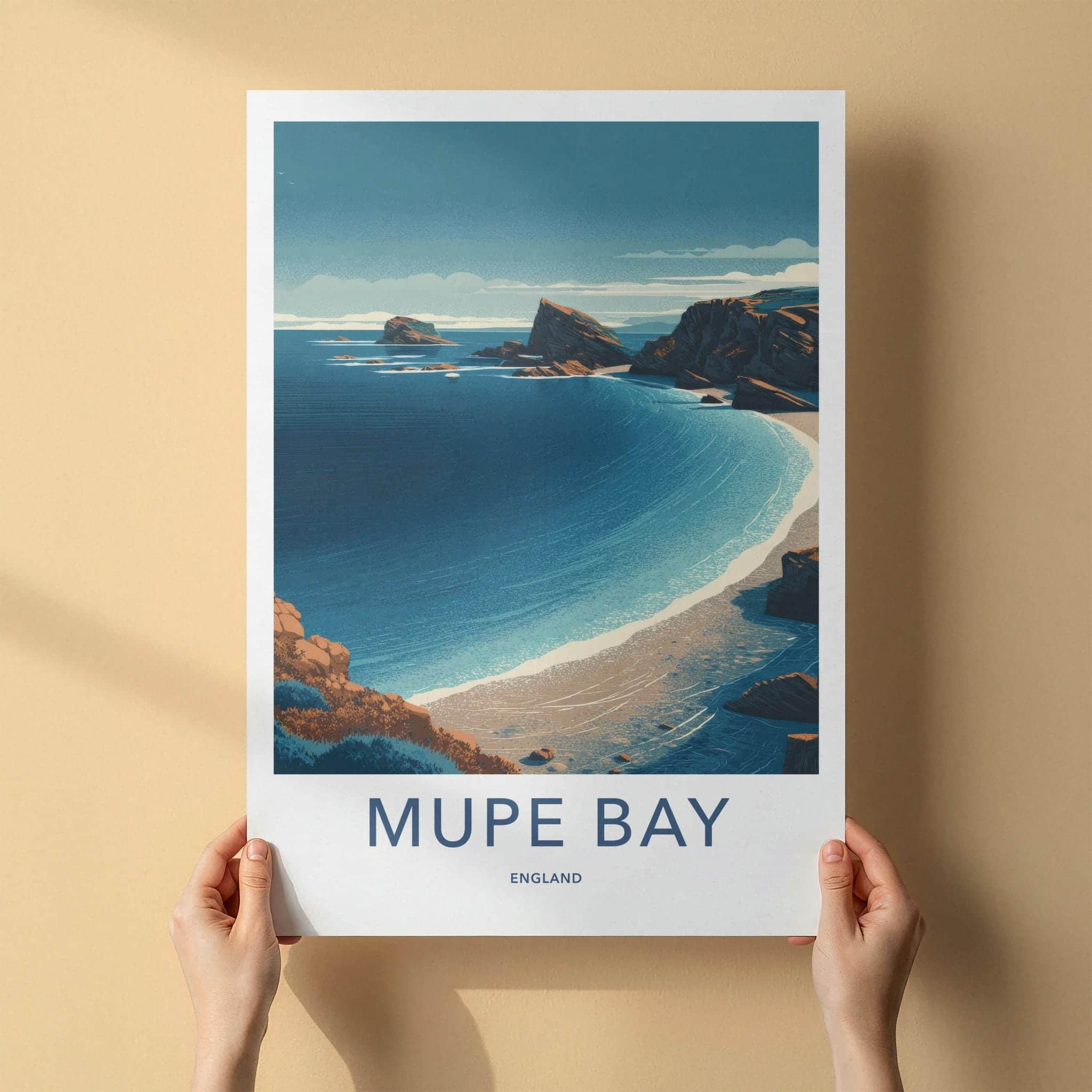 Mupe Bay Poster - England Travel Art - Rocky Coastal Bay Home Decor
