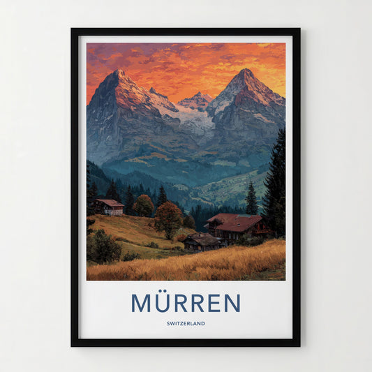 Murren Poster - Switzerland Framed Art - Sunset Valley Village Gallery Art