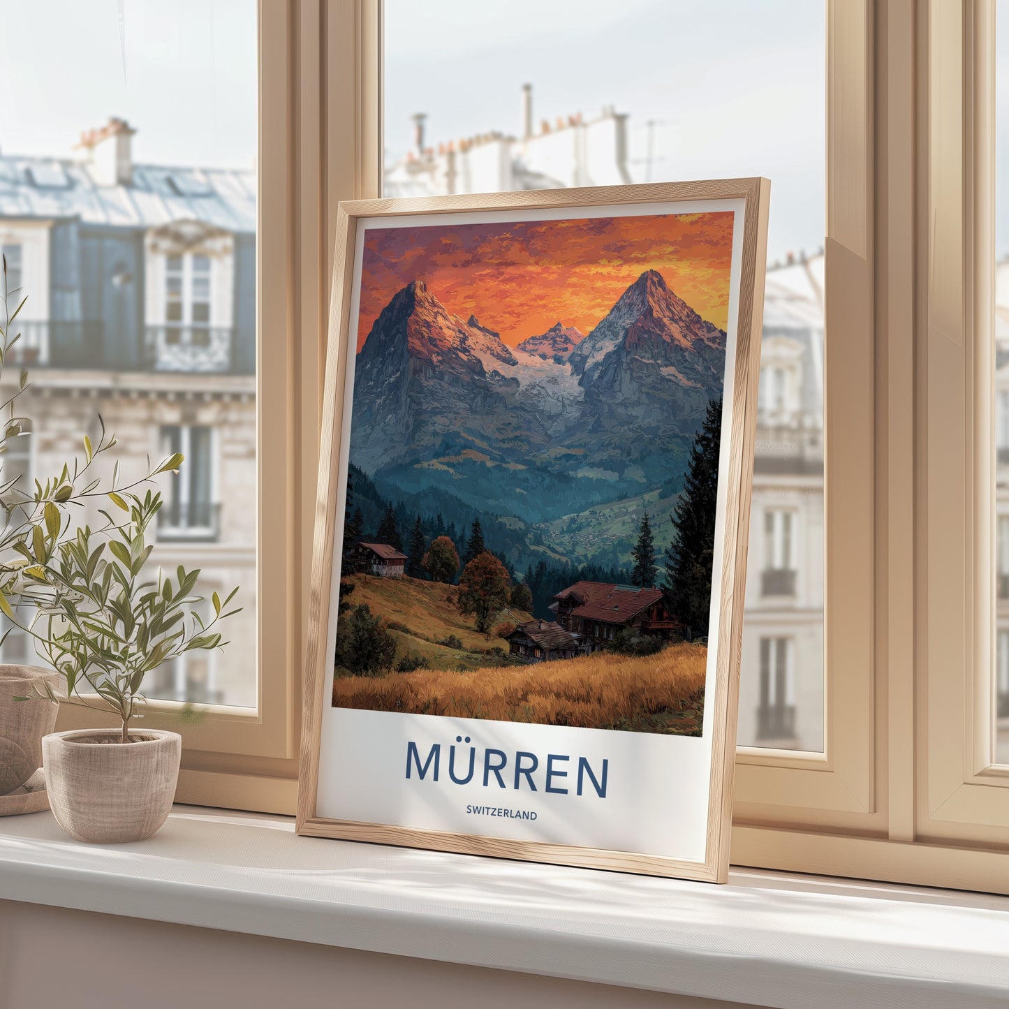 Murren Poster - Switzerland Framed Art - Sunset Valley Village Gallery Art