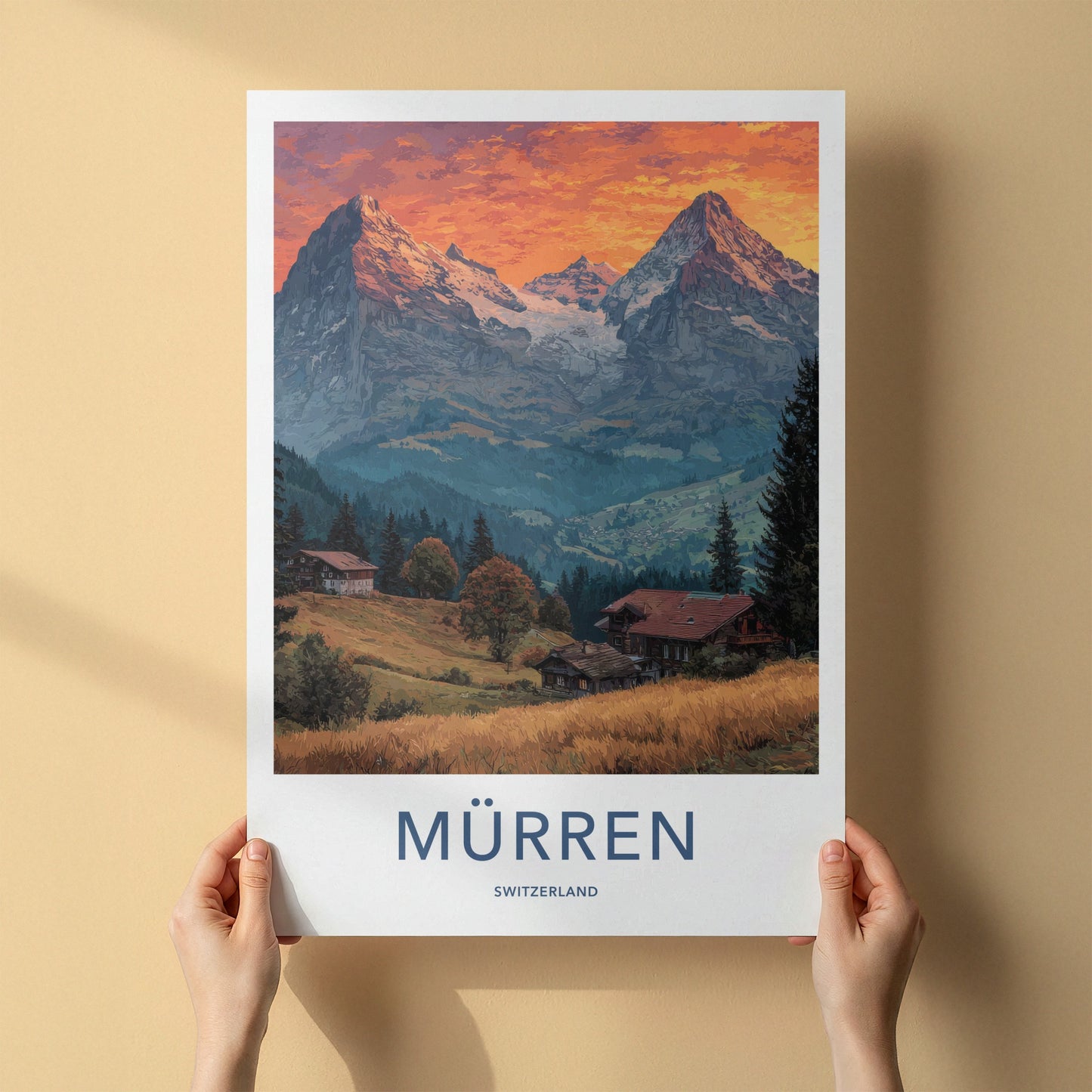 Murren Poster - Switzerland Framed Art - Sunset Valley Village Gallery Art