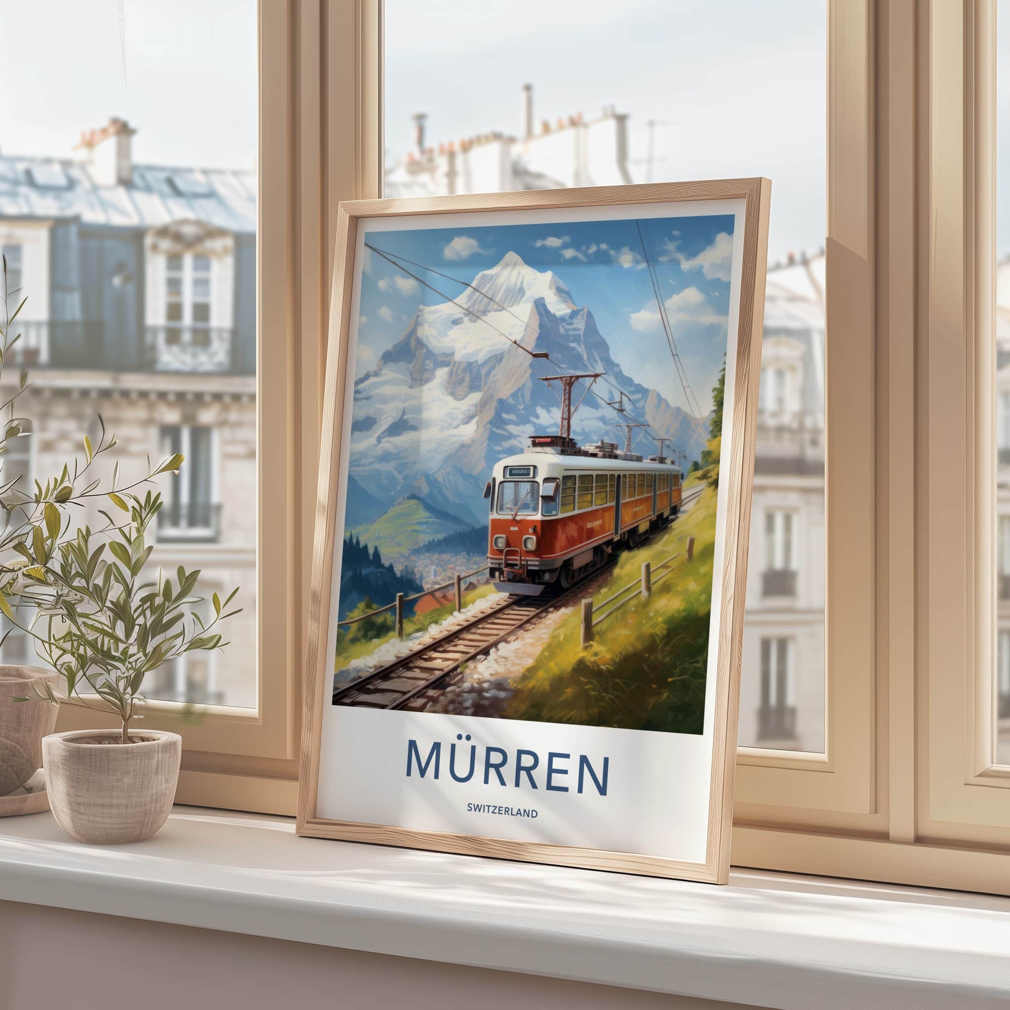 Murren Poster - Switzerland Travel Art - Alpine Train View Home Decor