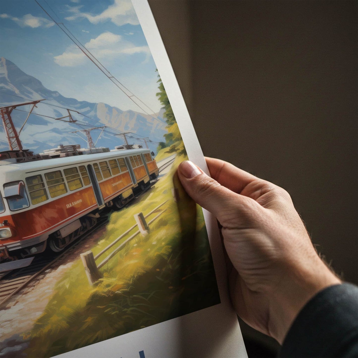 Murren Poster - Switzerland Travel Art - Alpine Train View Home Decor