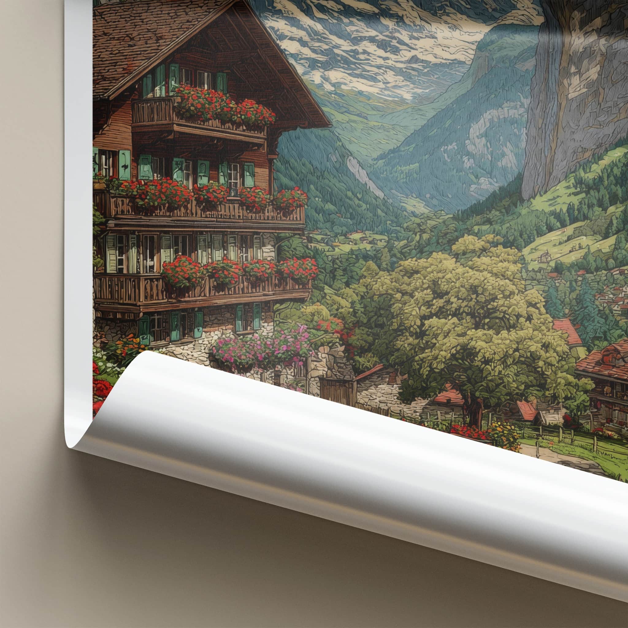 Murren Poster - Switzerland Travel Art - Alpine Valley Home Decor