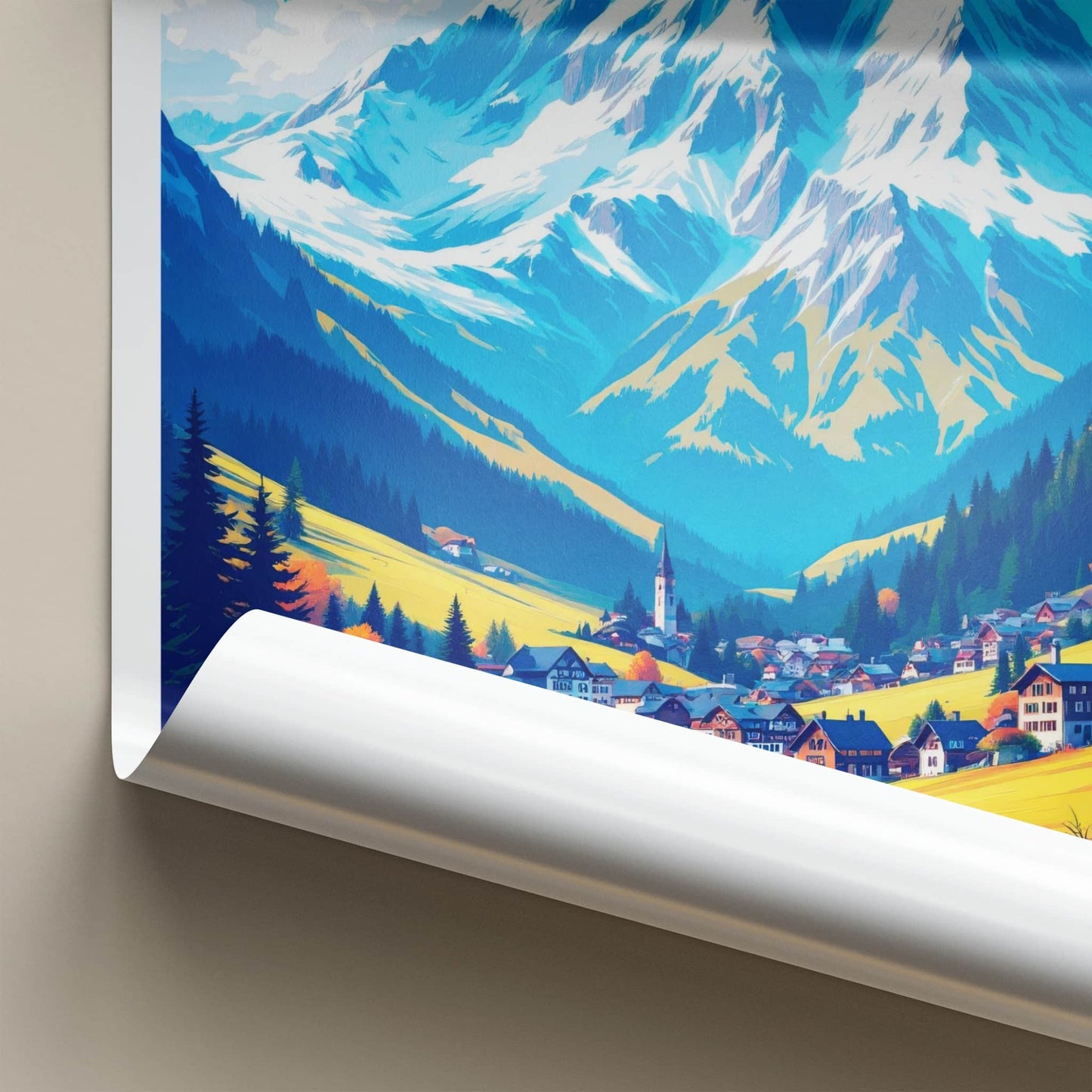 Murren Poster - Switzerland Travel Art - Alpine Village Peaks Home Decor