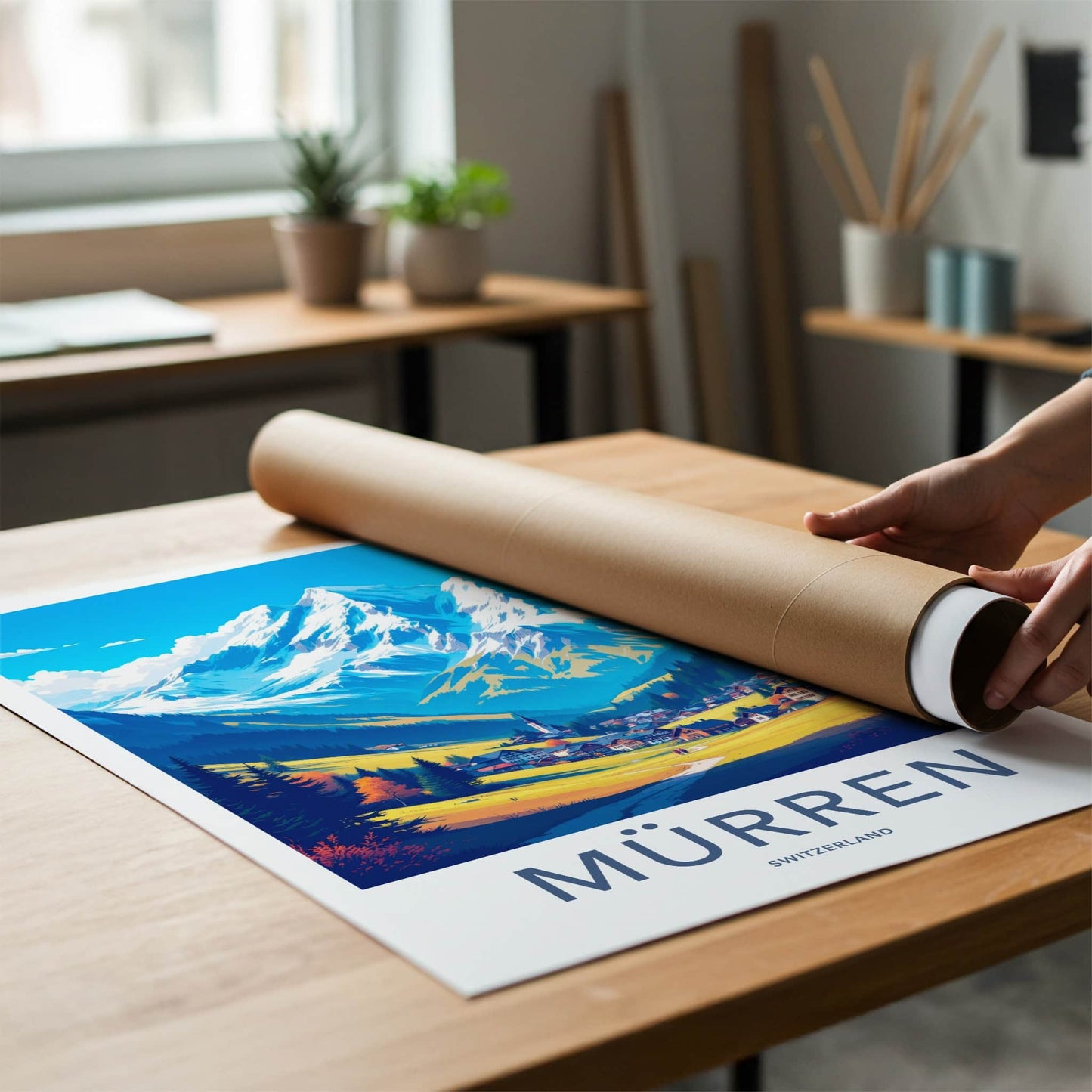 Murren Poster - Switzerland Travel Art - Alpine Village Peaks Home Decor