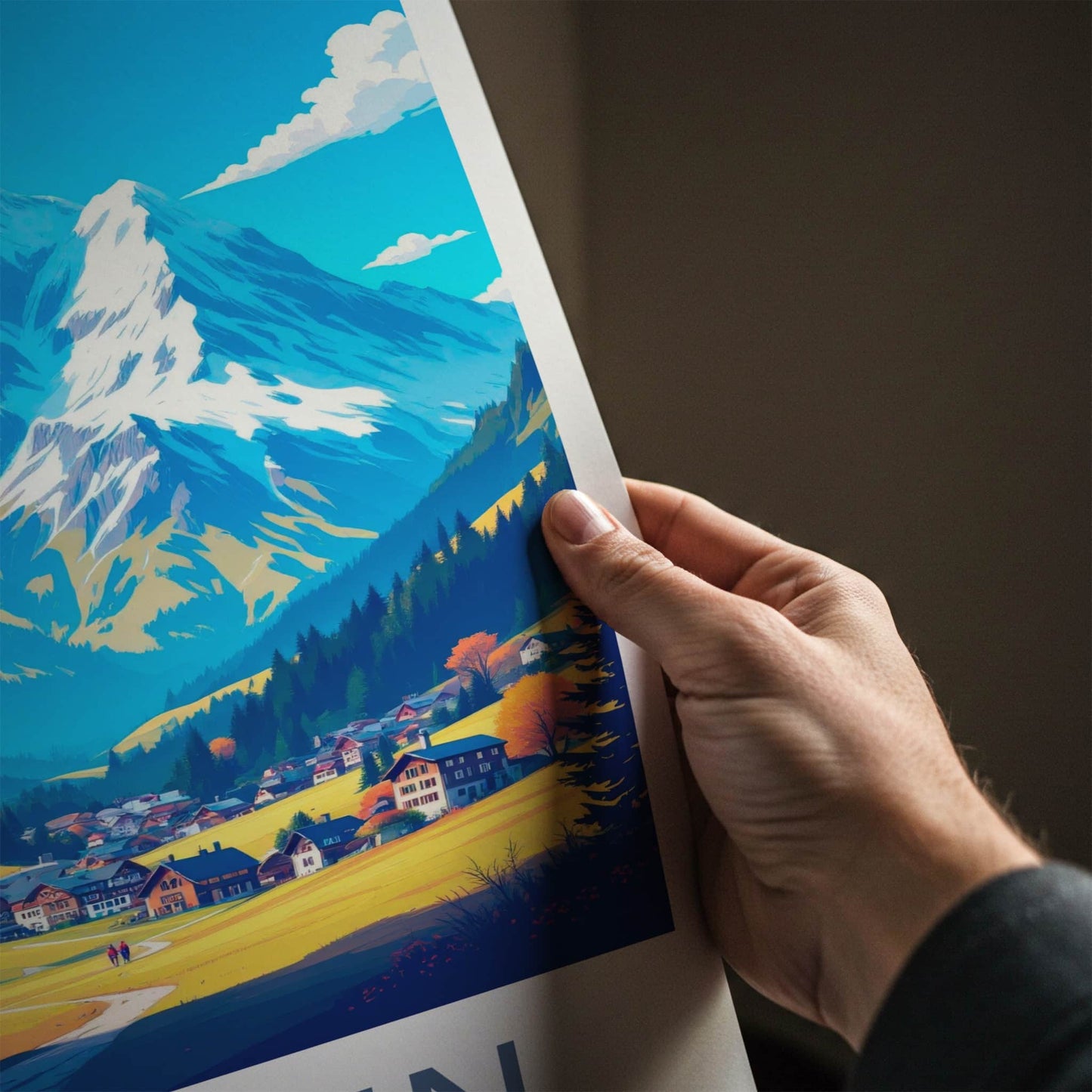 Murren Poster - Switzerland Travel Art - Alpine Village Peaks Home Decor