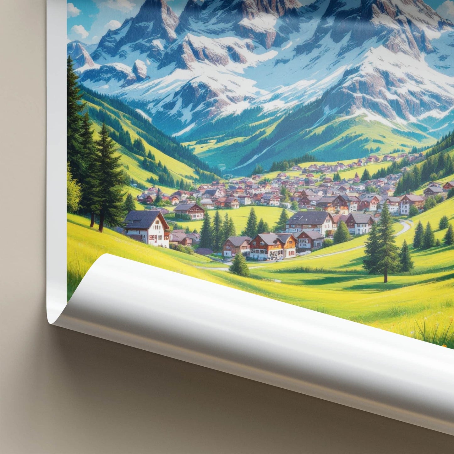 Murren Poster - Switzerland Travel Art - Mountain Village Vista Wall Decor