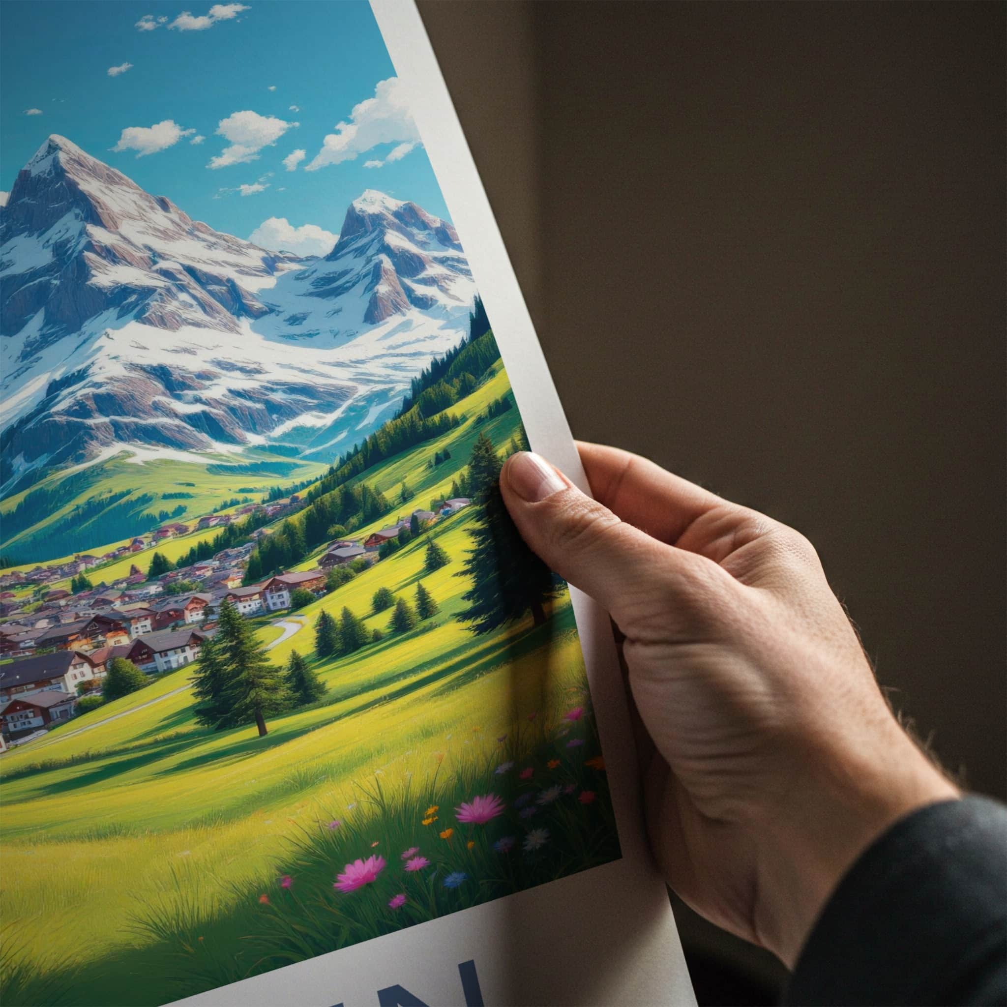 Murren Poster - Switzerland Travel Art - Mountain Village Vista Wall Decor