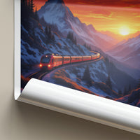 Murren Poster - Switzerland Travel Art - Snowy Mountain Sunset Wall Decor
