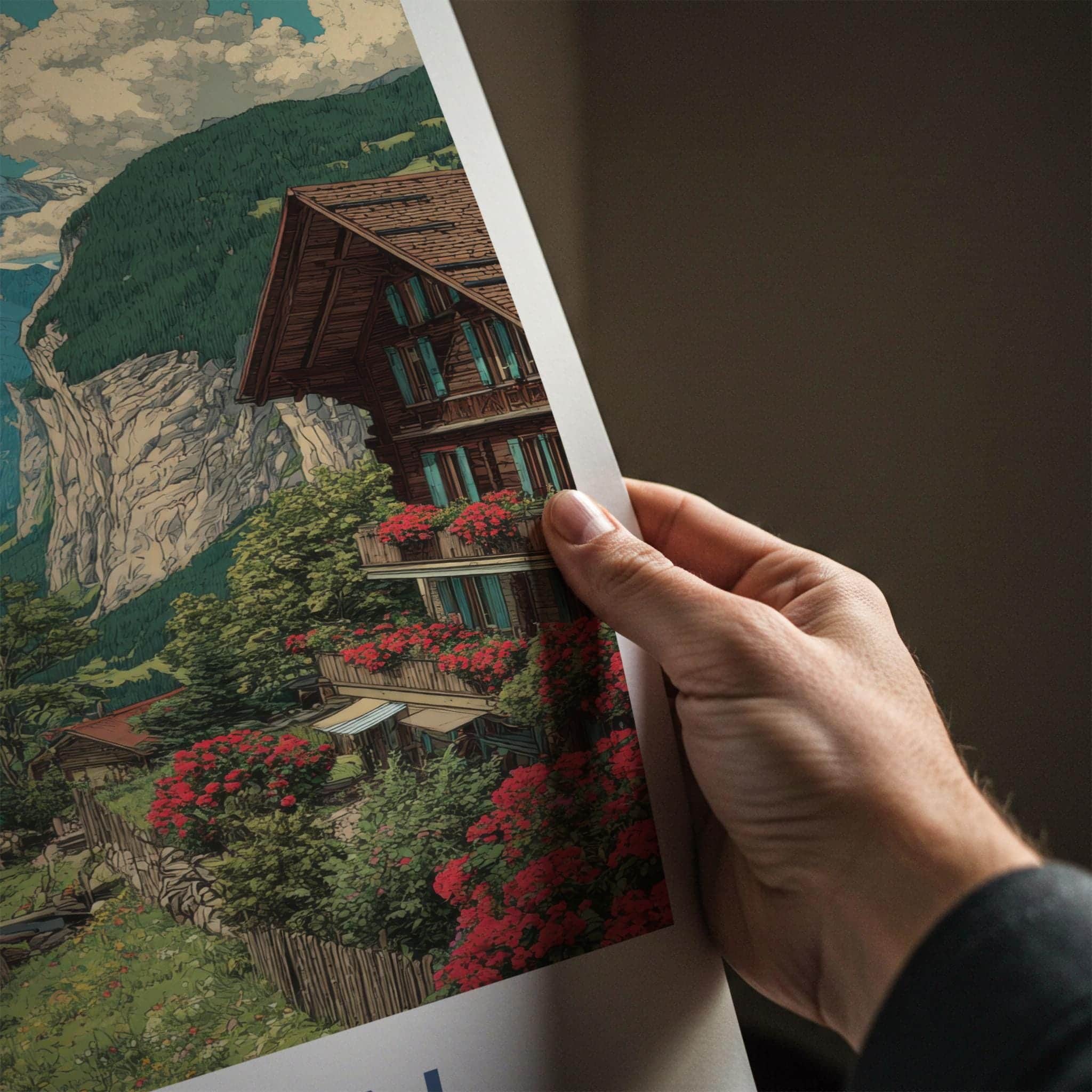 Murren Poster - Switzerland Travel Art - Swiss Alpine Village Home Decor