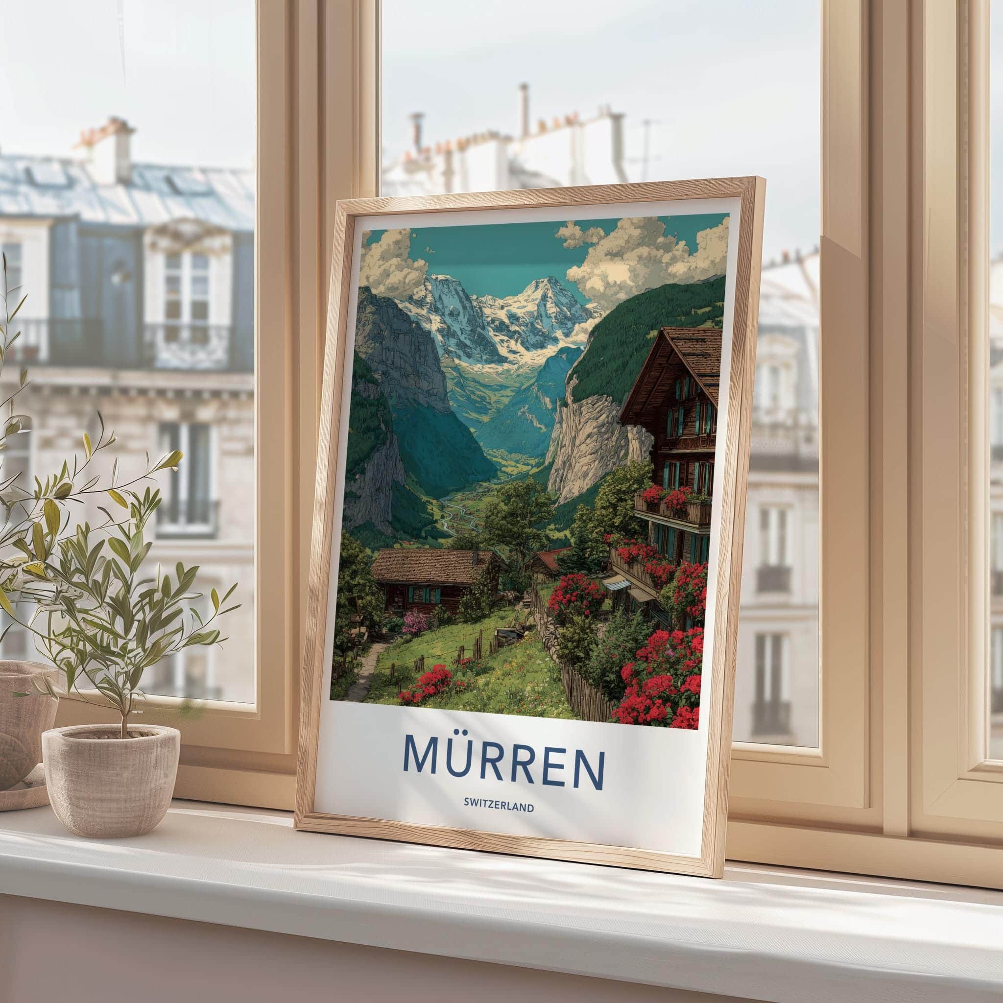 Murren Poster - Switzerland Travel Art - Swiss Alpine Village Home Decor