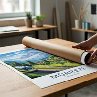 Murren Poster - Switzerland Travel Print - Swiss Alpine Train Gallery Art
