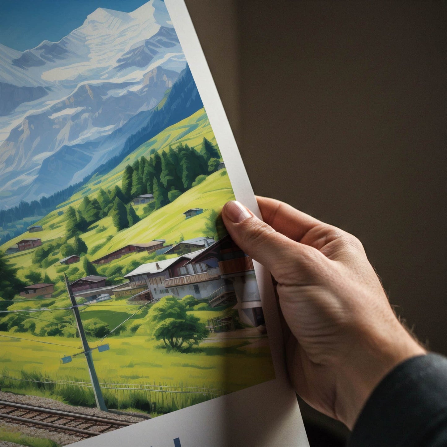 Murren Poster - Switzerland Travel Print - Swiss Alpine Train Gallery Art
