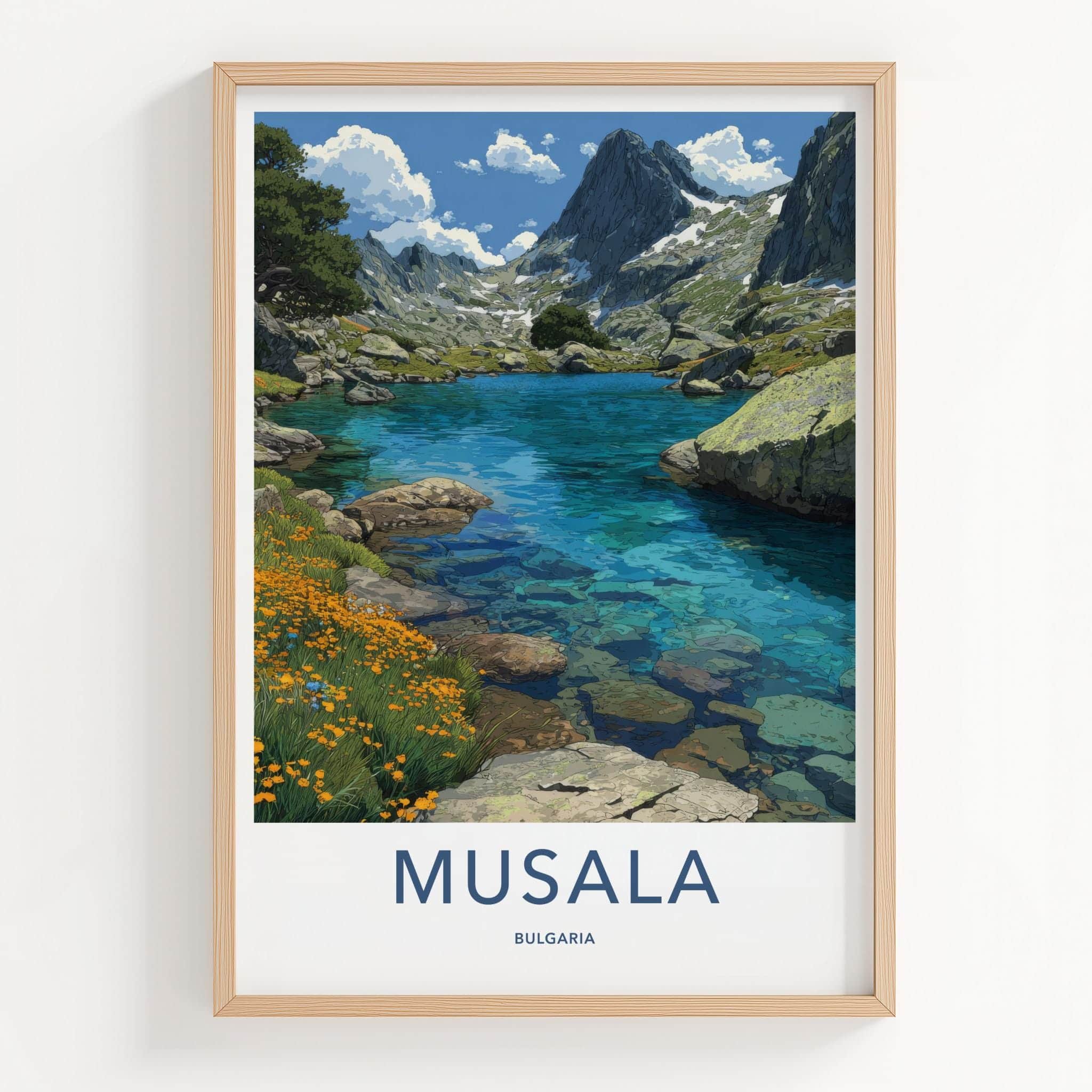 Musala Poster - Bulgaria Travel Art - Clear Mountain Lake Home Decor