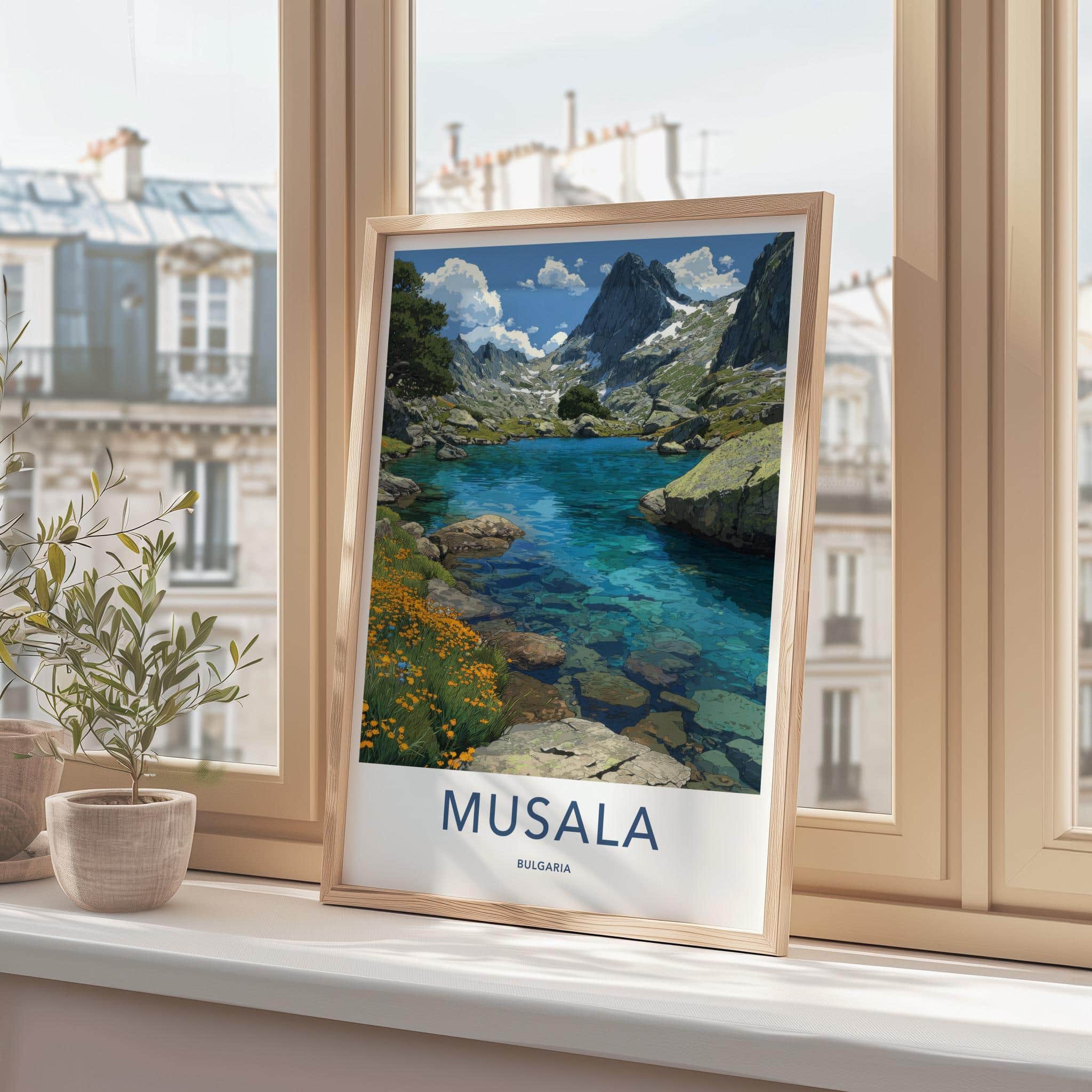Musala Poster - Bulgaria Travel Art - Clear Mountain Lake Home Decor