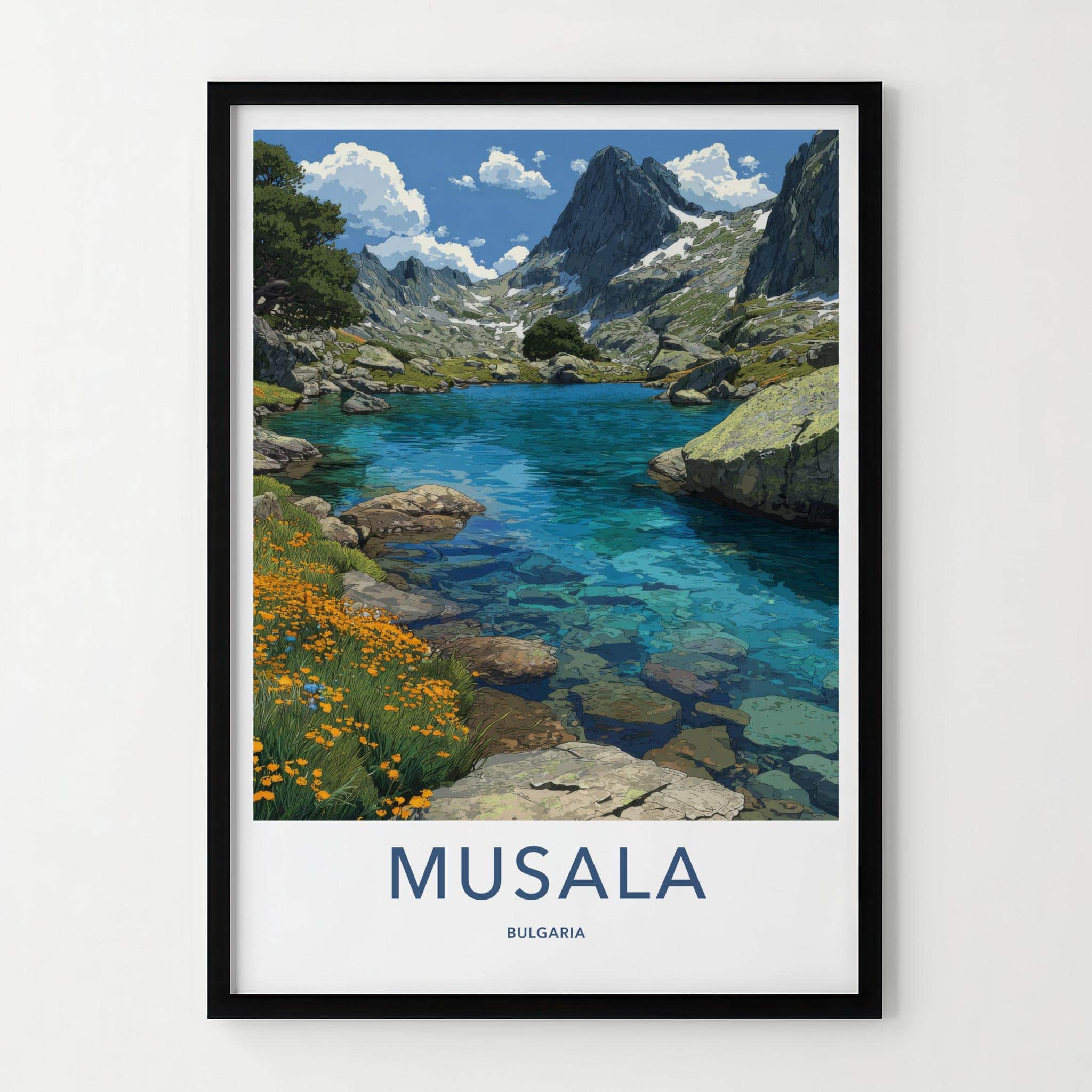 Musala Poster - Bulgaria Travel Art - Clear Mountain Lake Home Decor