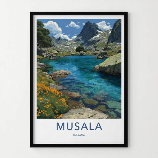 Musala Poster - Bulgaria Travel Art - Clear Mountain Lake Home Decor