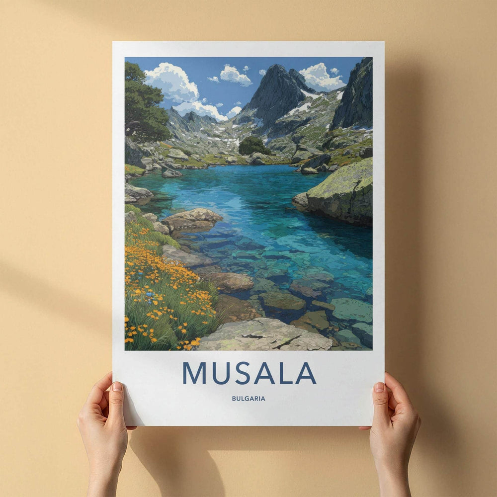 Musala Poster - Bulgaria Travel Art - Clear Mountain Lake Home Decor
