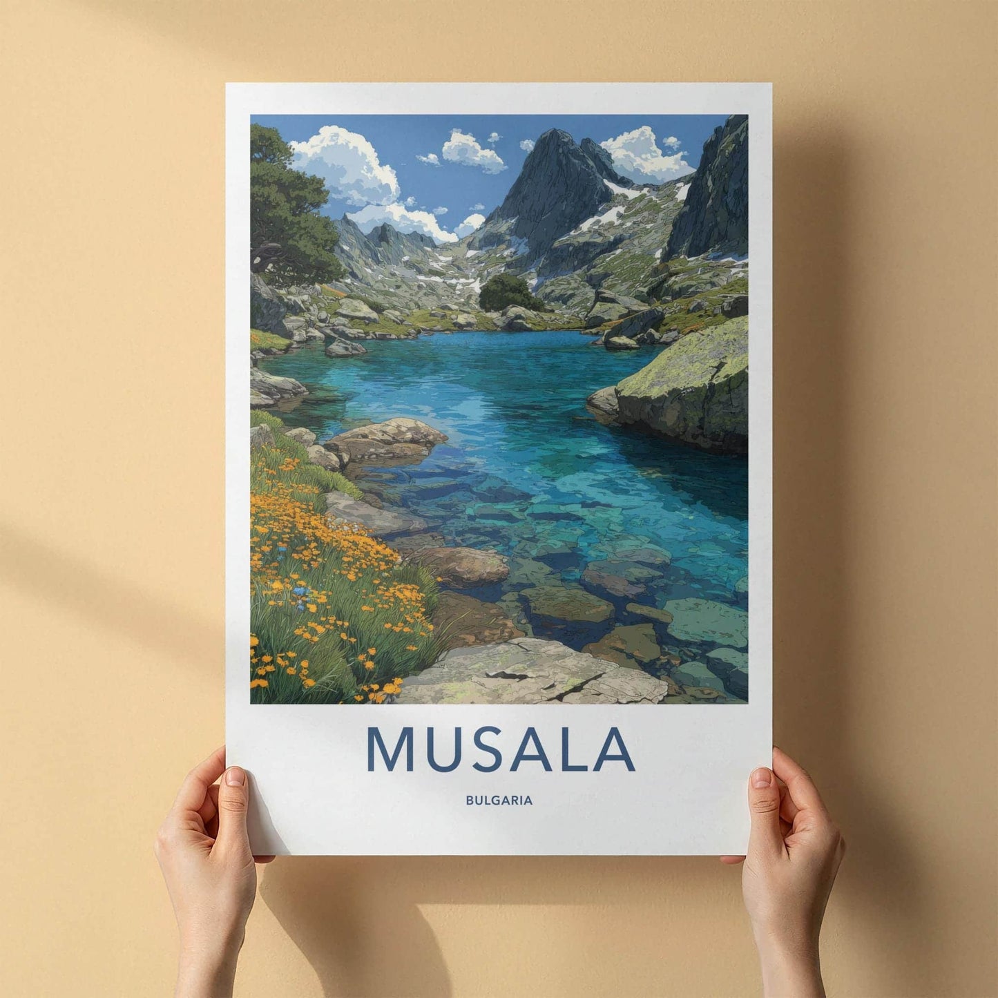 Musala Poster - Bulgaria Travel Art - Clear Mountain Lake Home Decor