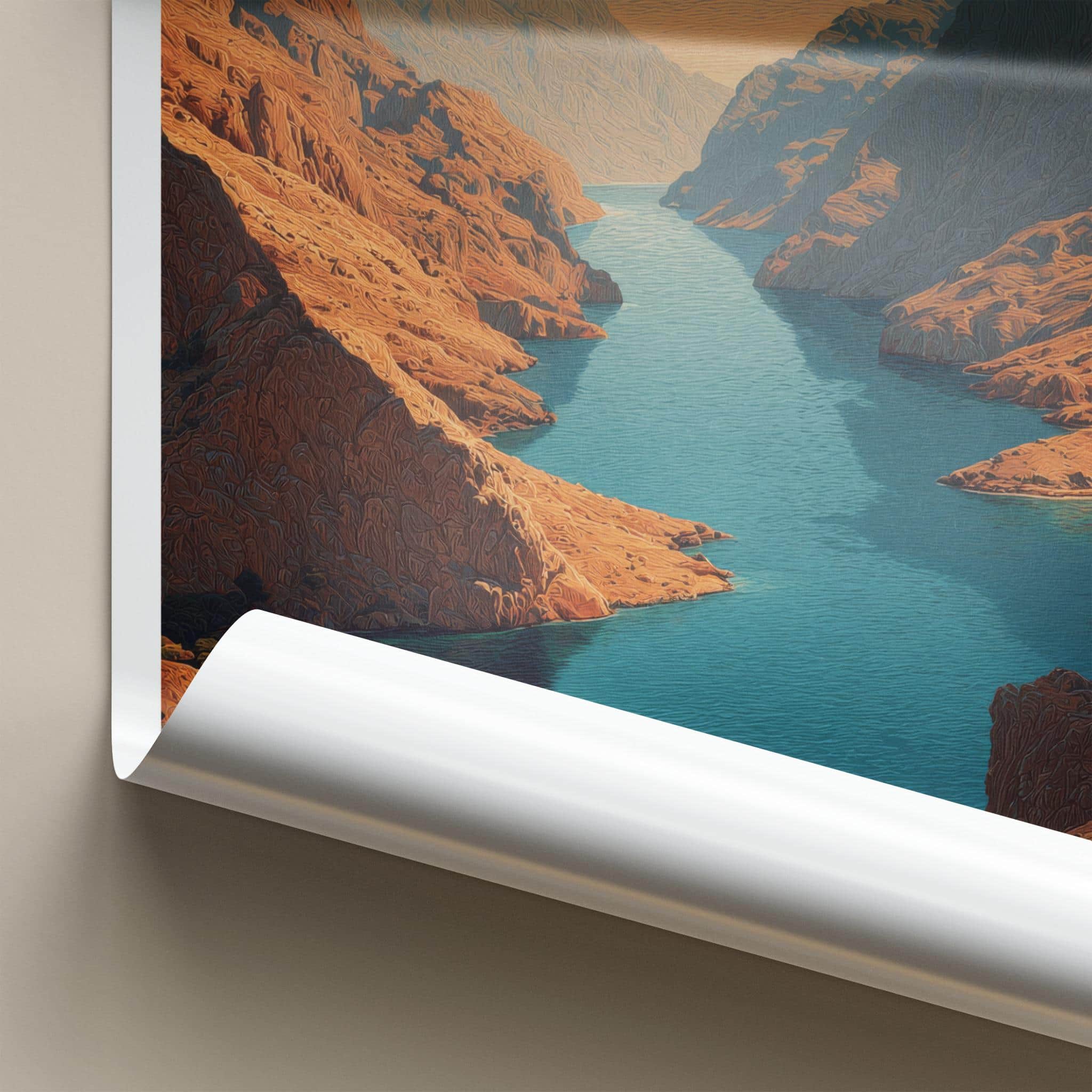 Musandam Poster - Oman Travel Art - Canyon Waterway Scene Home Decor
