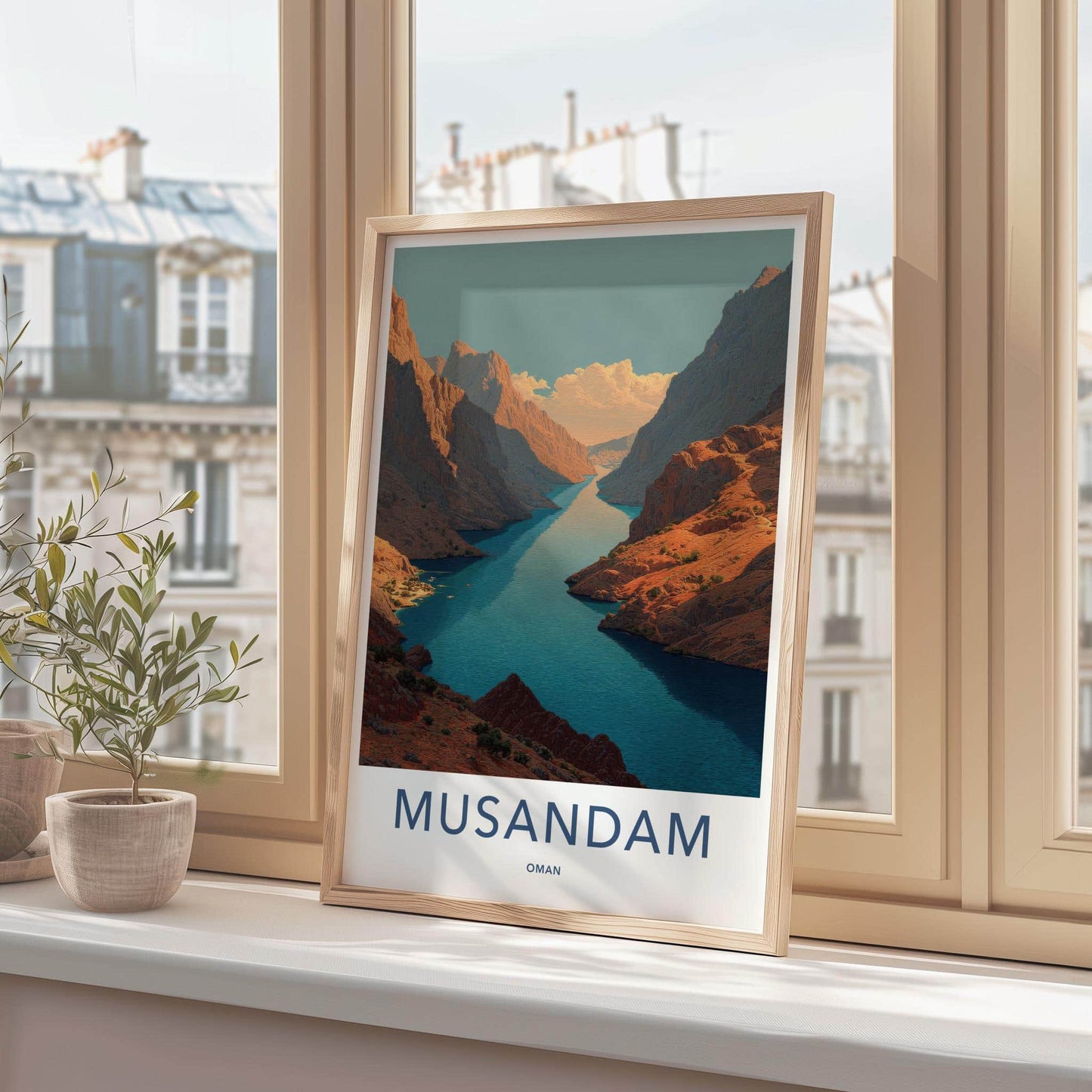 Musandam Poster - Oman Travel Art - Deep Fjord Mountains Home Decor