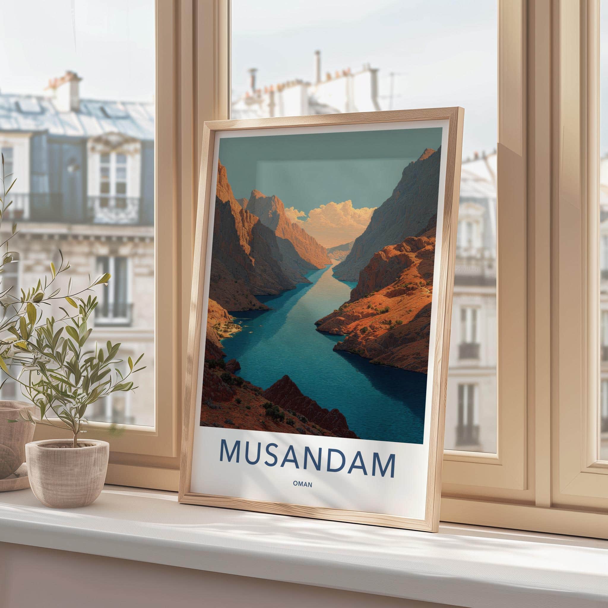 Musandam Poster - Oman Travel Art - Deep Fjord Mountains Home Decor