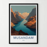 Musandam Poster - Oman Travel Art - Deep Fjord Mountains Home Decor