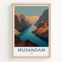 Musandam Poster - Oman Travel Art - Deep Fjord Mountains Home Decor