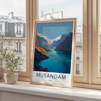 MUSANDAM Poster - Oman Travel Art - Dramatic Fjord Landscape Home Decor
