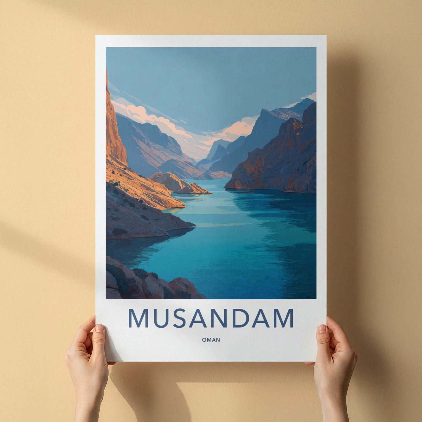 MUSANDAM Poster - Oman Travel Art - Dramatic Fjord Landscape Home Decor