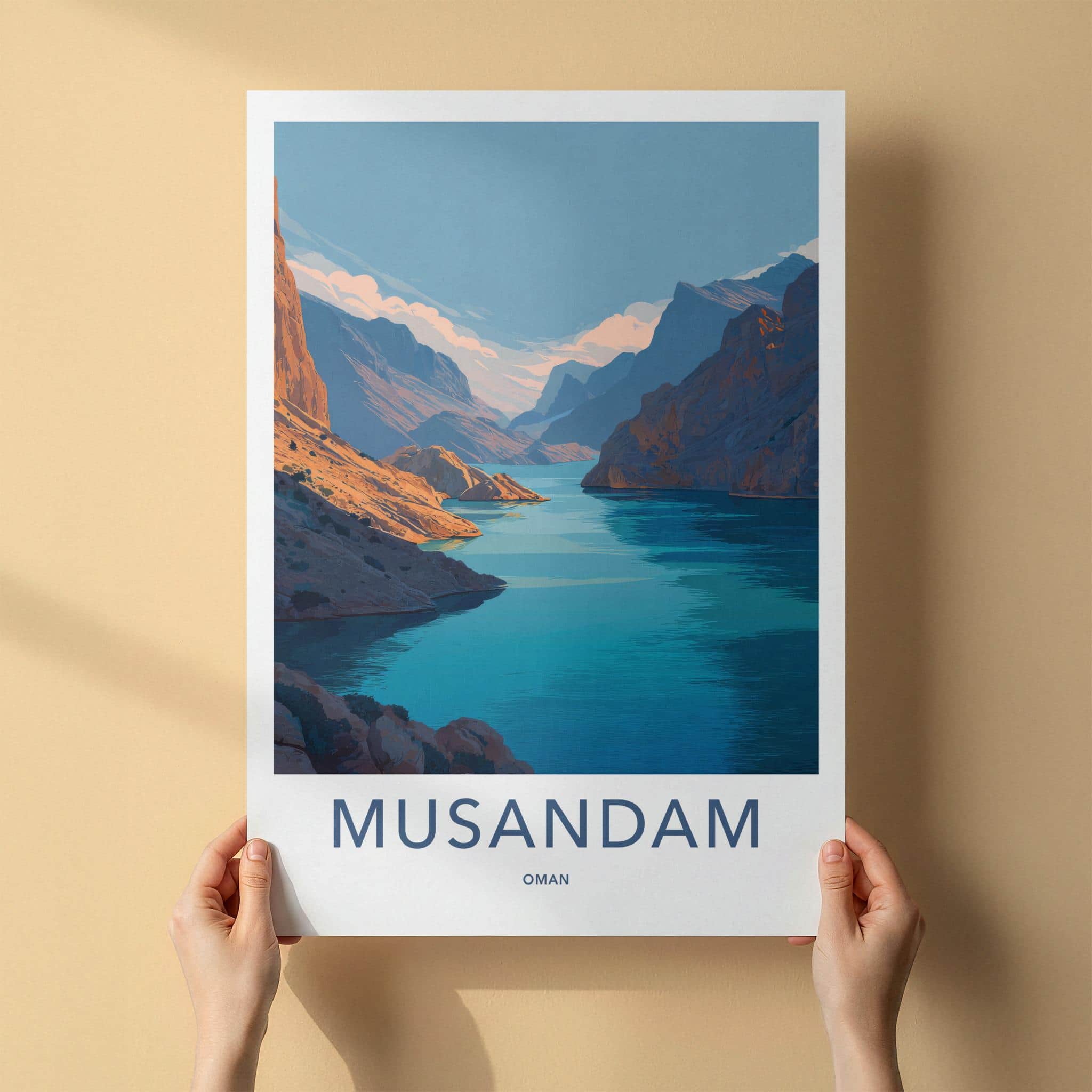 MUSANDAM Poster - Oman Travel Art - Dramatic Fjord Landscape Home Decor
